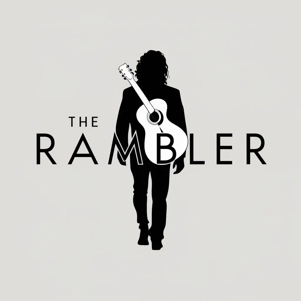 LOGO Design for The Rambler Minimalistic Man with Guitar Theme