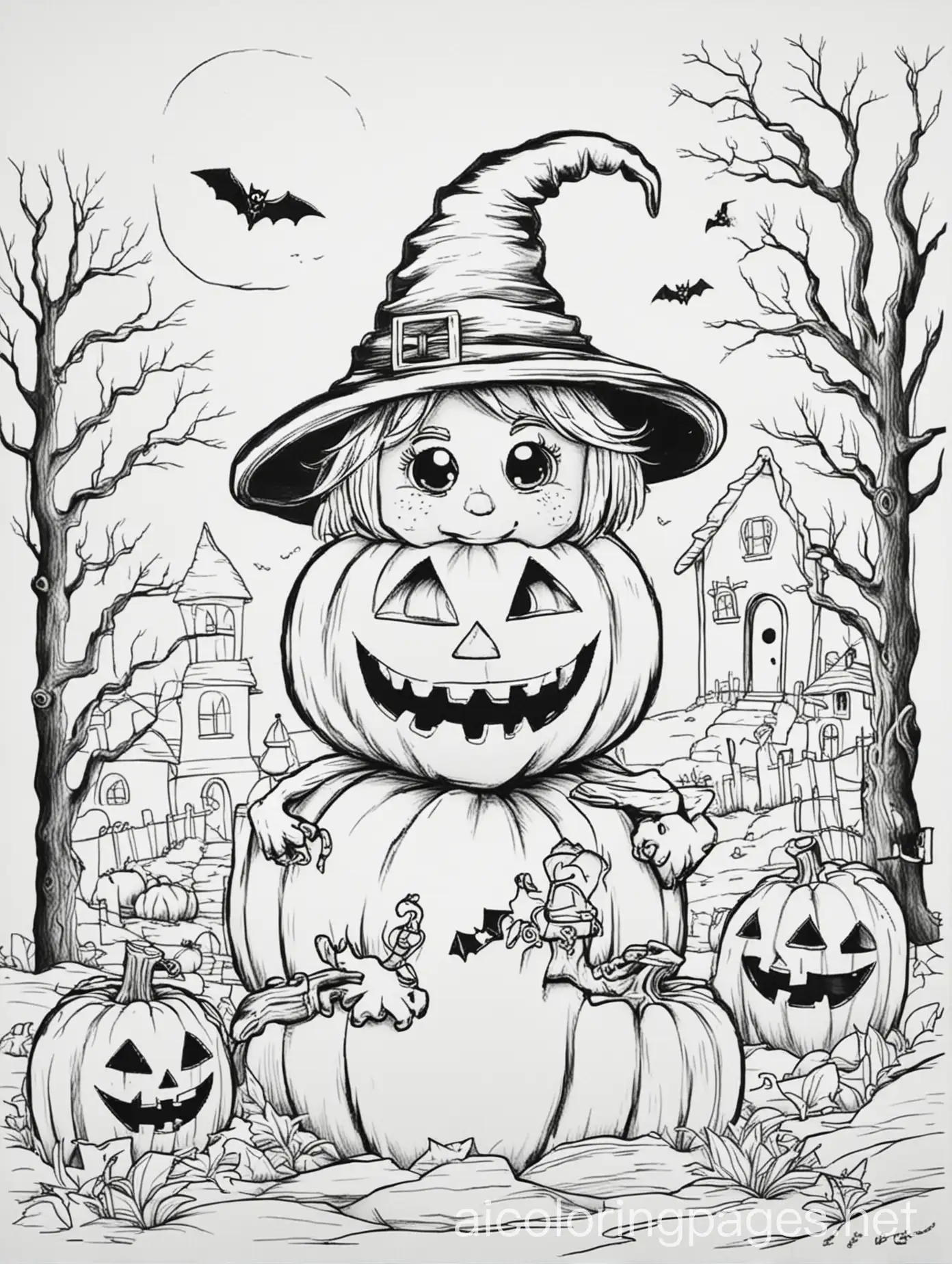 Kids-Coloring-Halloween-Pumpkin-and-Ghosts