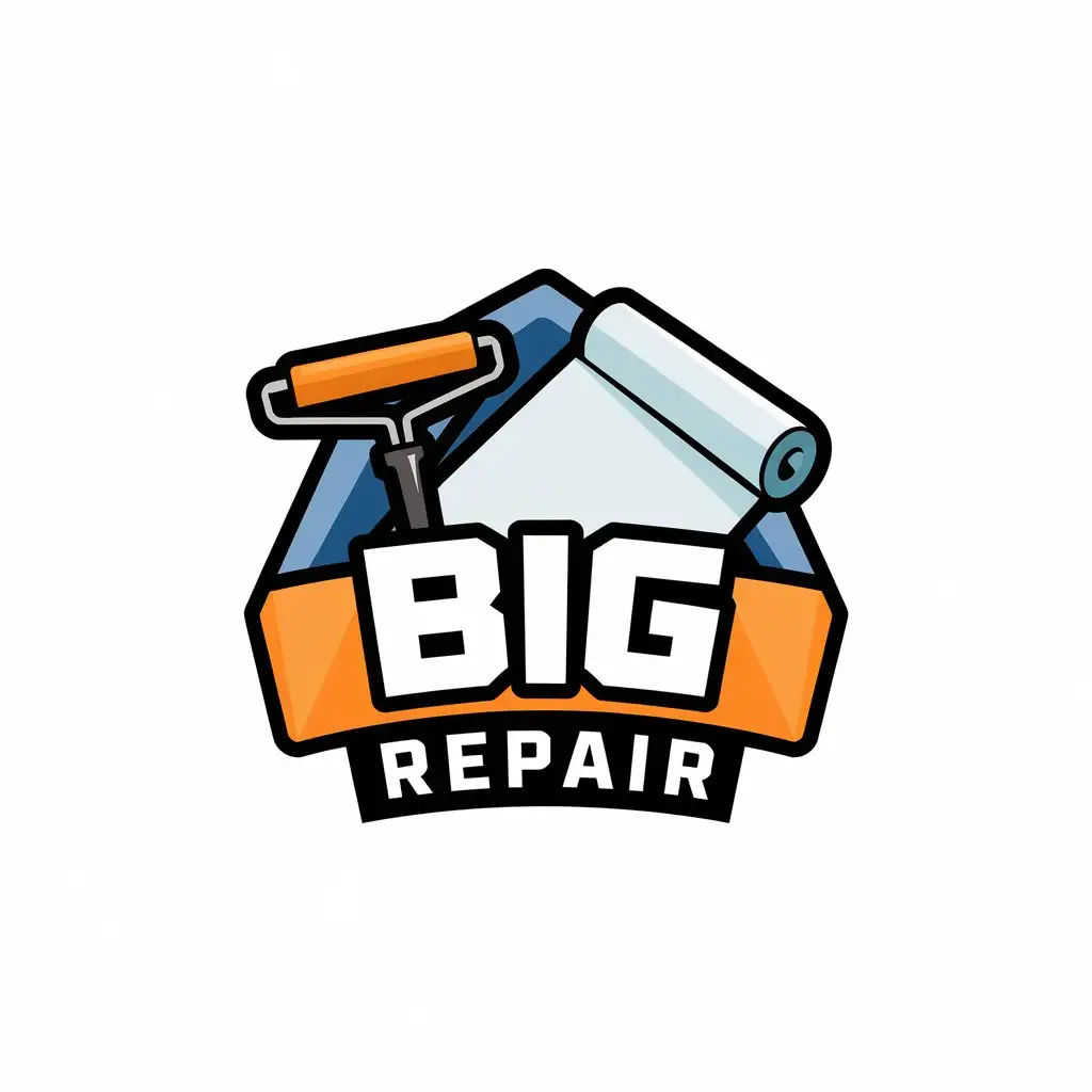 LOGO Design for BIG REPAIR Construction Industry Theme with Drywall Roller and Puncher Symbols