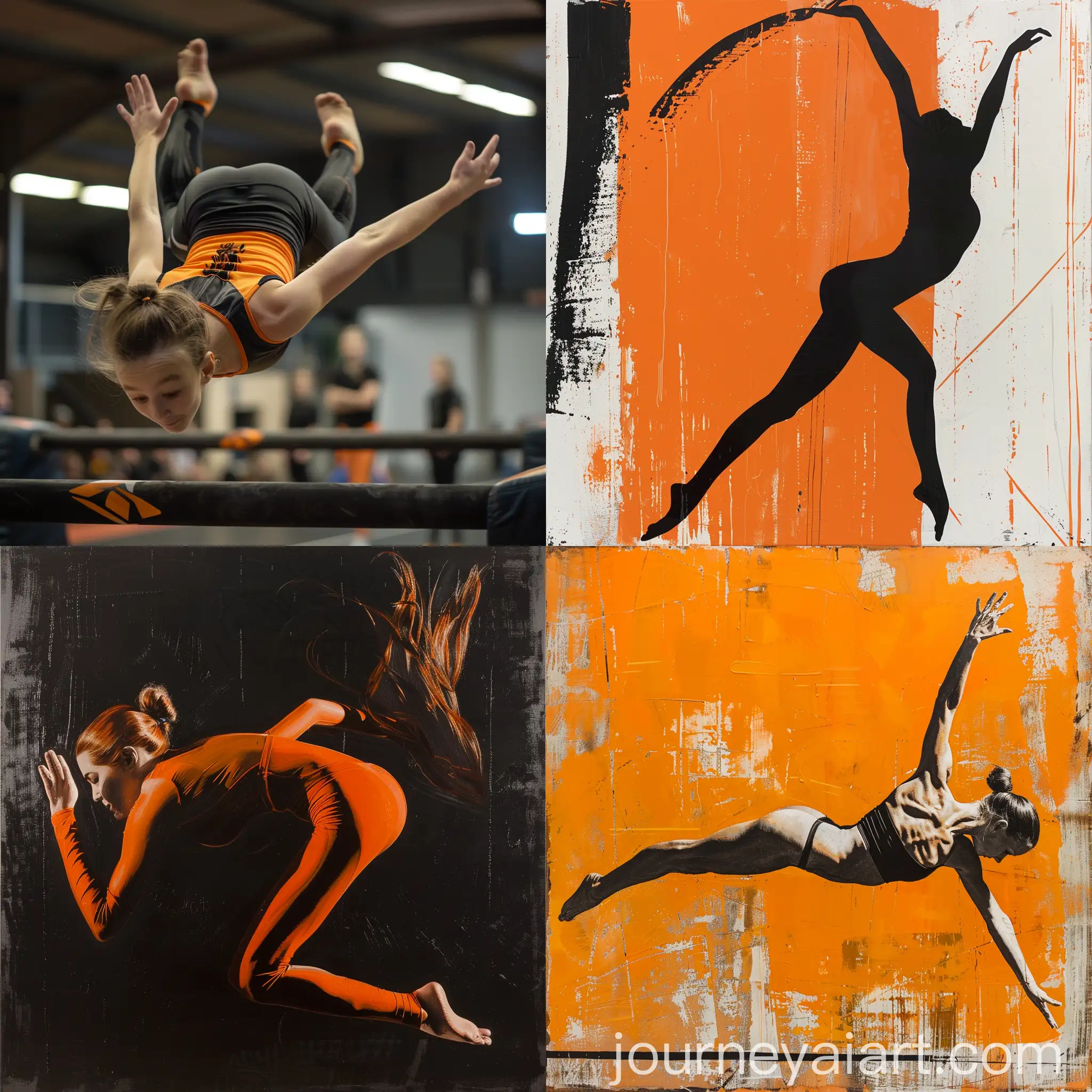 Dynamic-Gymnastics-Artwork-with-Orange-and-Black-Theme