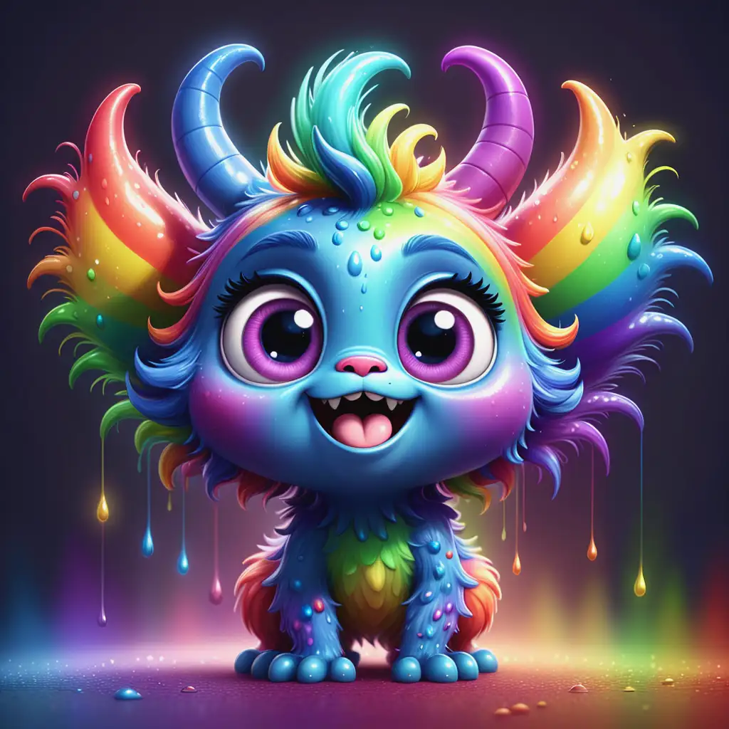 PixarStyle Kawaii Rainbow Monster Digital Art