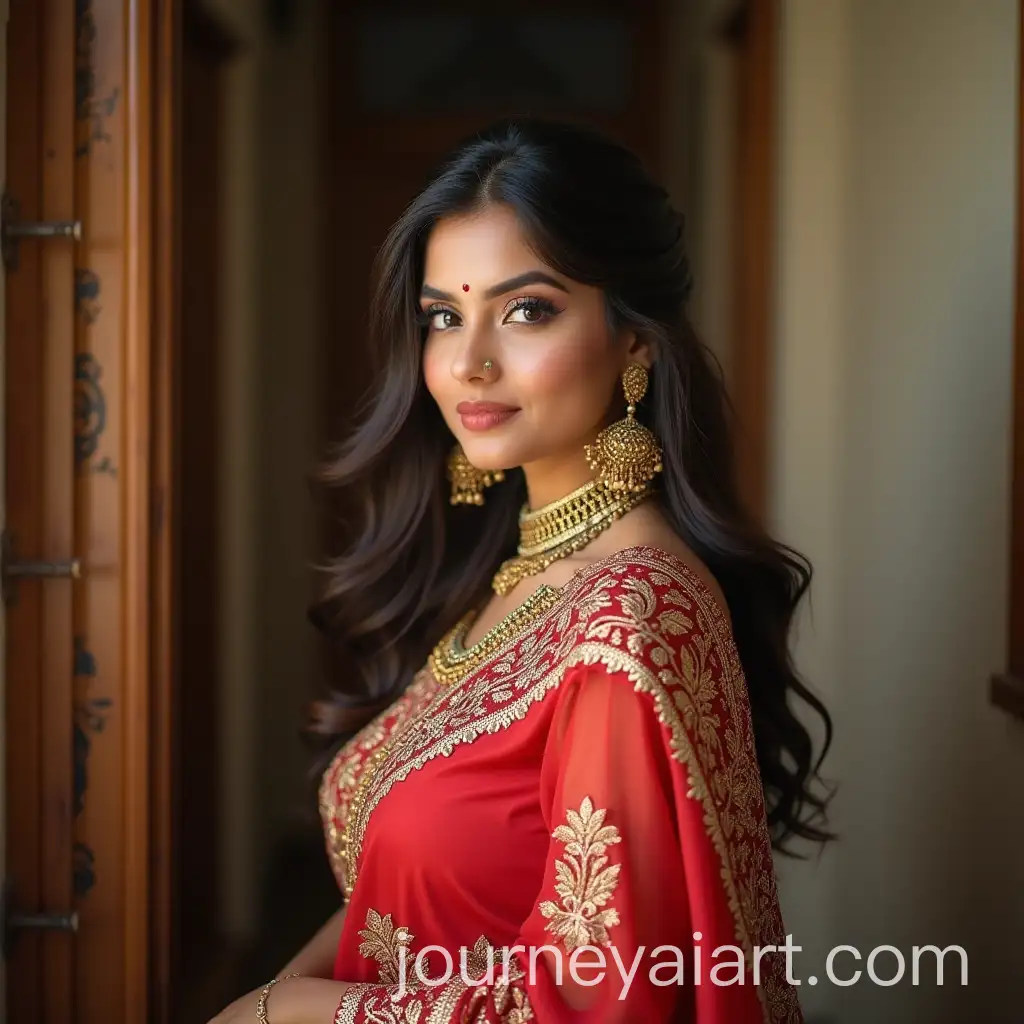 Portrait-of-Indian-Woman-in-Traditional-Attire-with-Cultural-Accessories