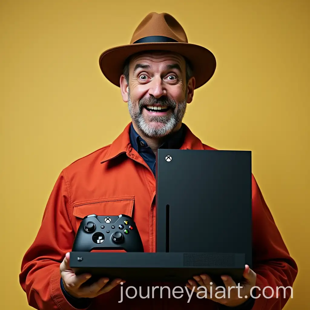 Inspector-Gadget-with-a-Happy-Face-Holding-an-Xbox-Series-X-Console