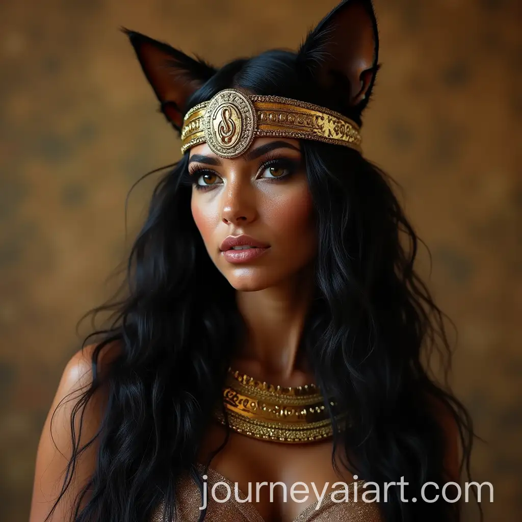 Cat-Woman-Inspired-Egyptian-Princess-with-Long-Hair-and-Ears