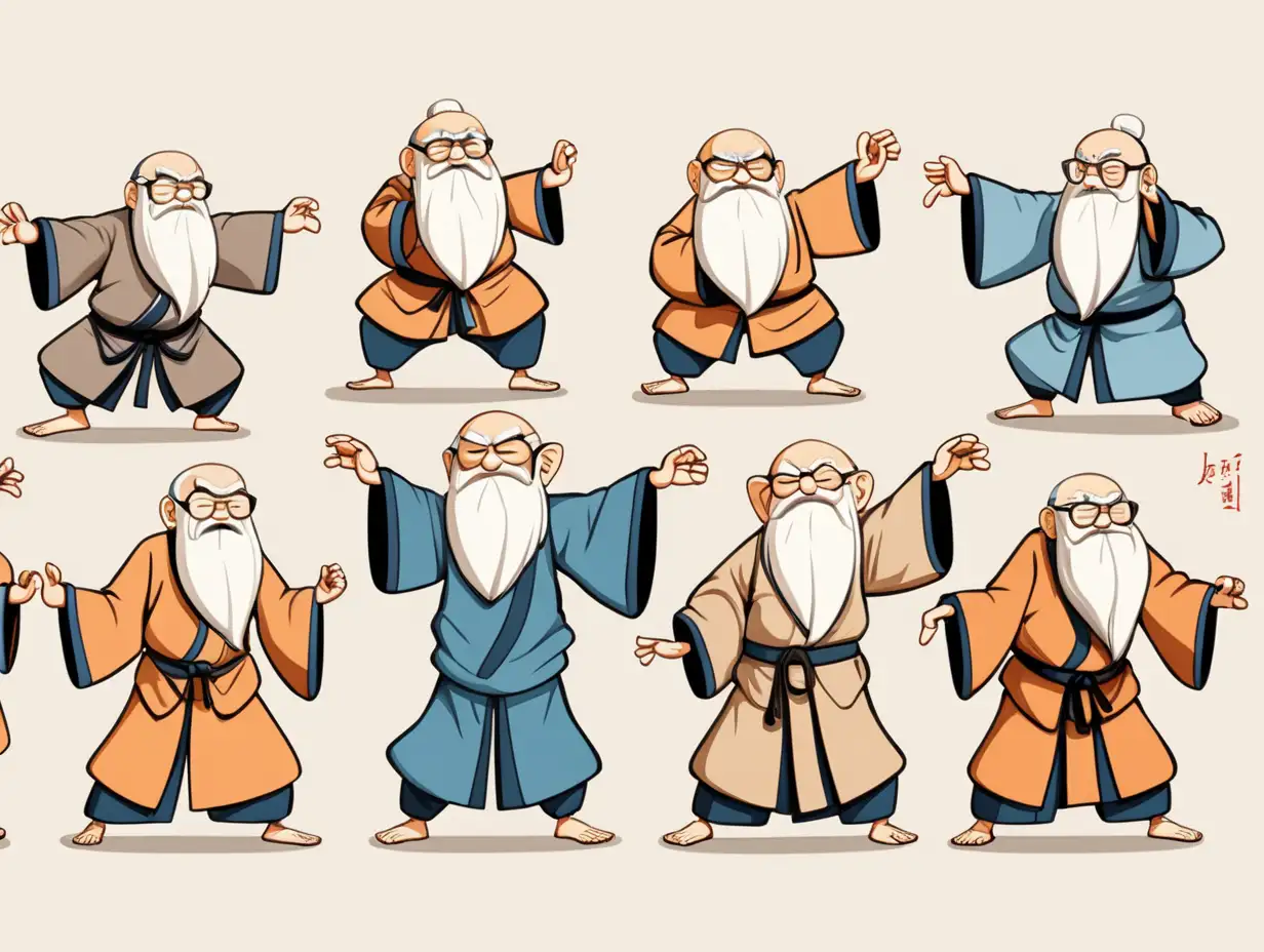 Daoist-Hermits-Practicing-Breathing-Exercises-Cartoon-Style