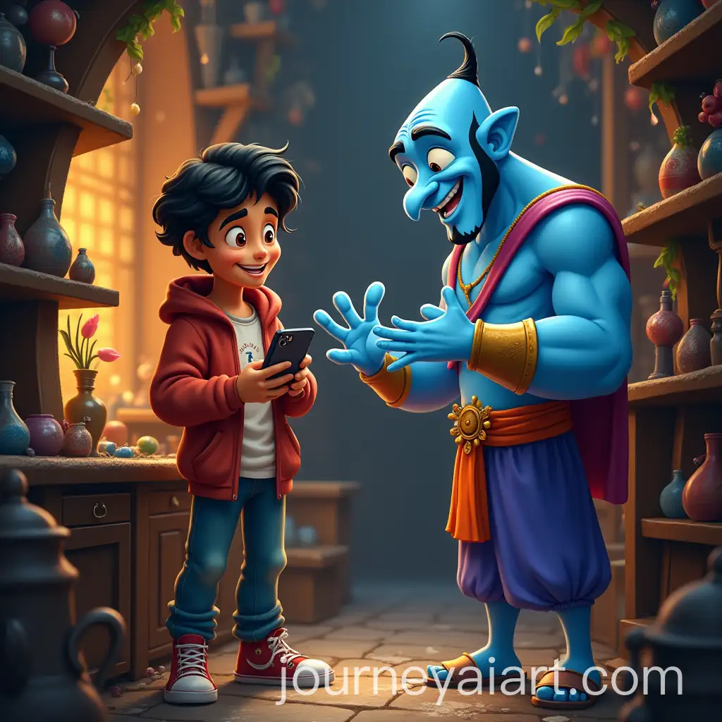 Modern-Aladdin-and-Quirky-Genie-in-a-Magical-Shop