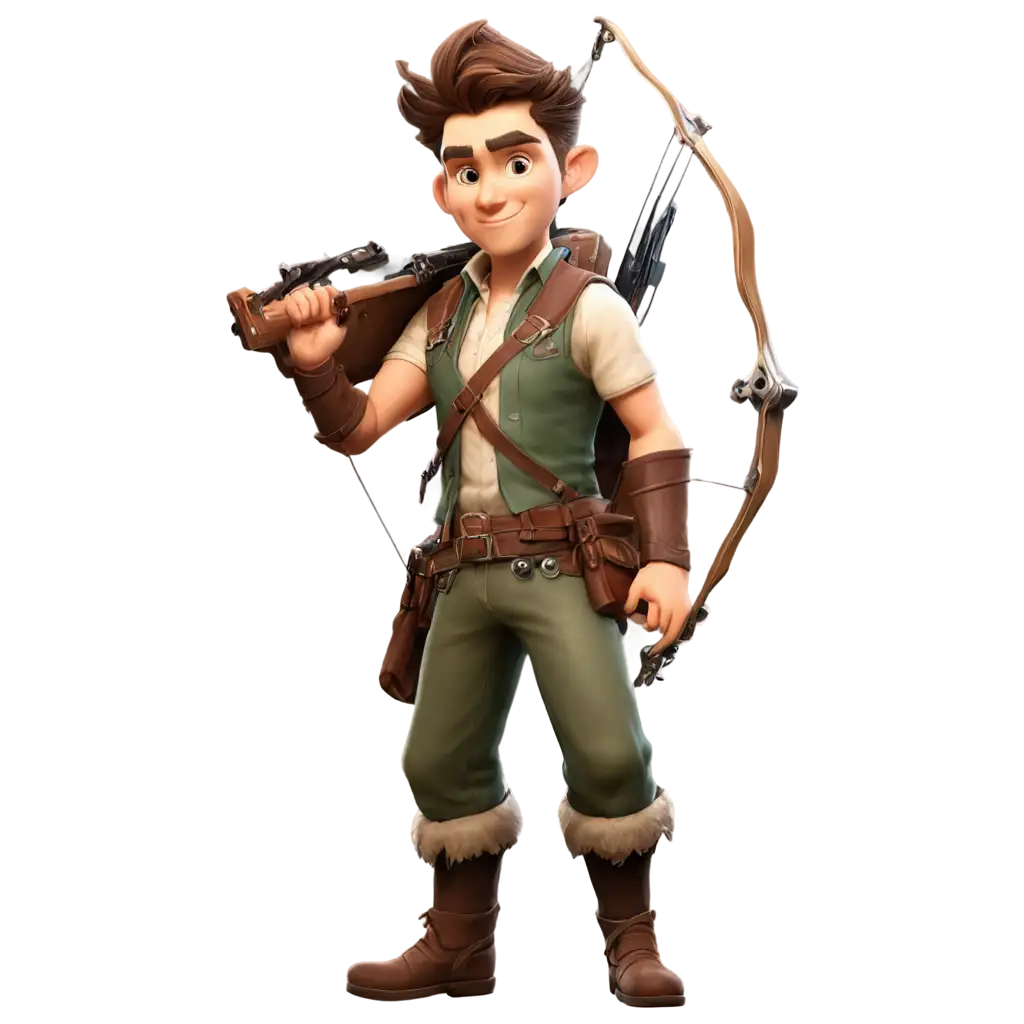 PNG-Image-of-Flyff-Male-Bow-Ranger-Caricature-Enhancing-Online-Game-Visuals