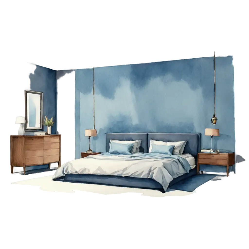 Interior-Design-Sketch-of-a-Bedroom-in-Shades-of-Blue-PNG-Image