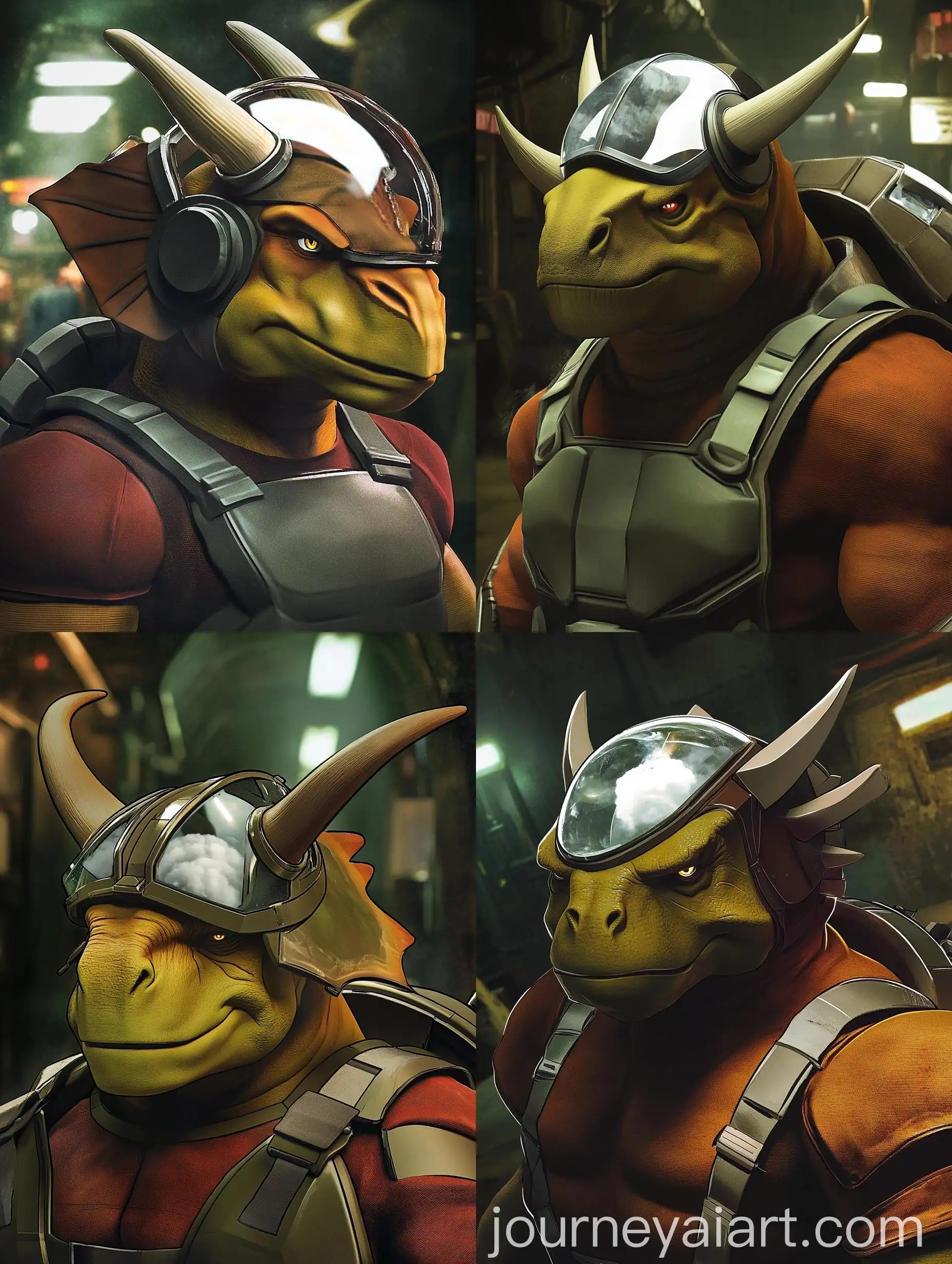 Muscular-Triceratops-Alien-in-Dark-Night-Alley