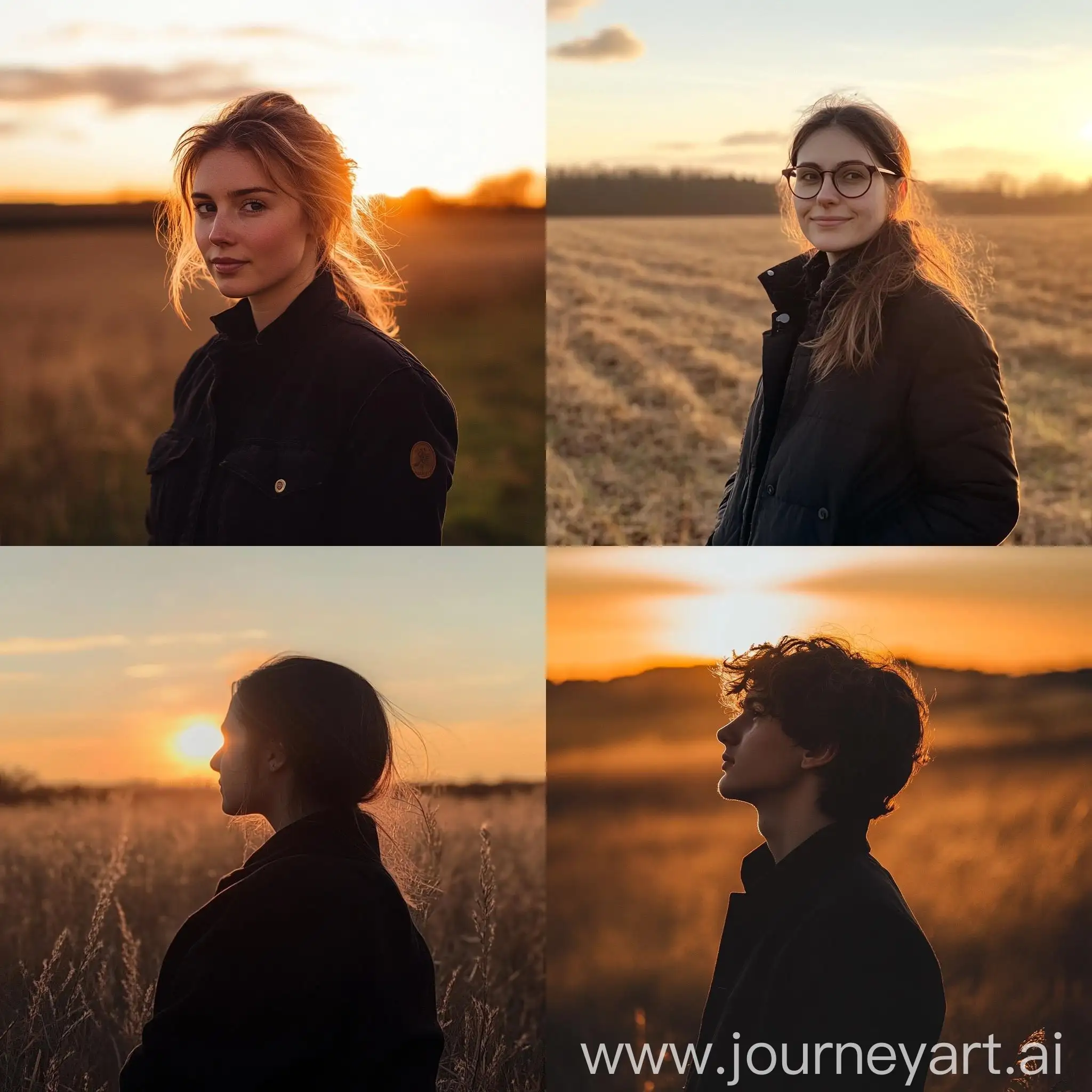 Person-in-Black-Jacket-Standing-in-Sunset-Field