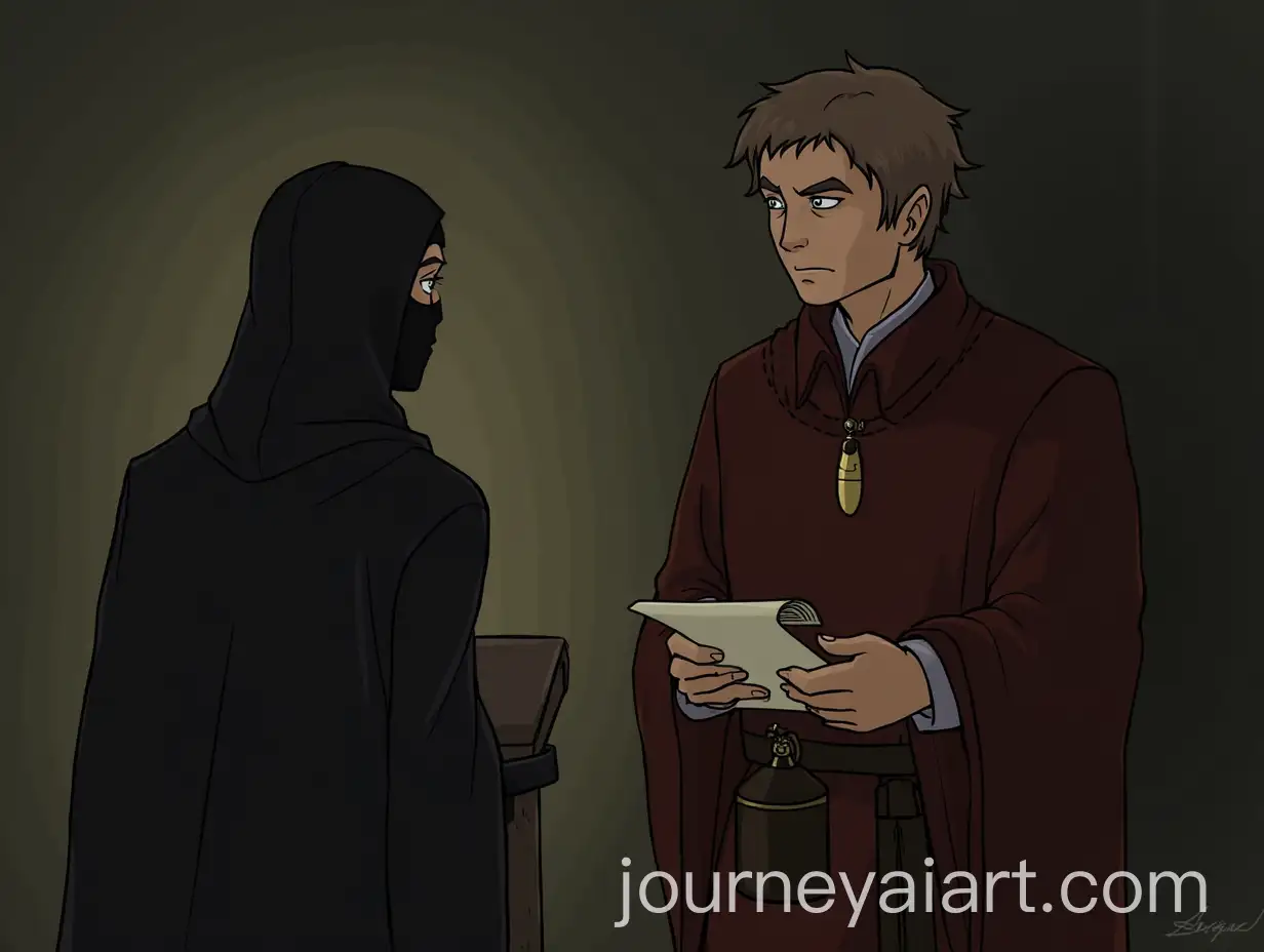Mysterious-Messenger-Delivering-Scroll-to-Prince-with-Serious-Expression