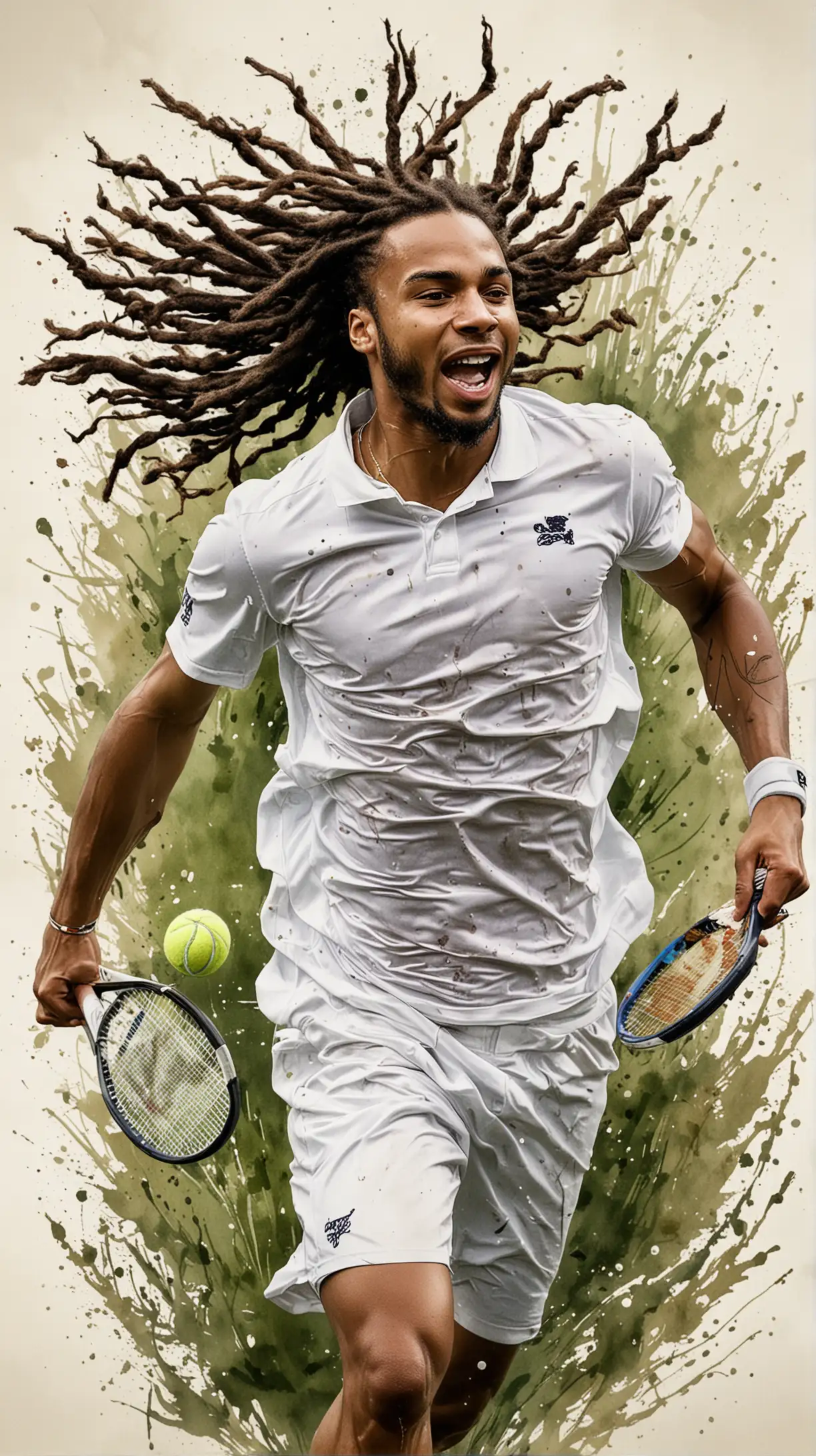 Portrait of Dustin Brown with Dreadlocks in Wimbledon