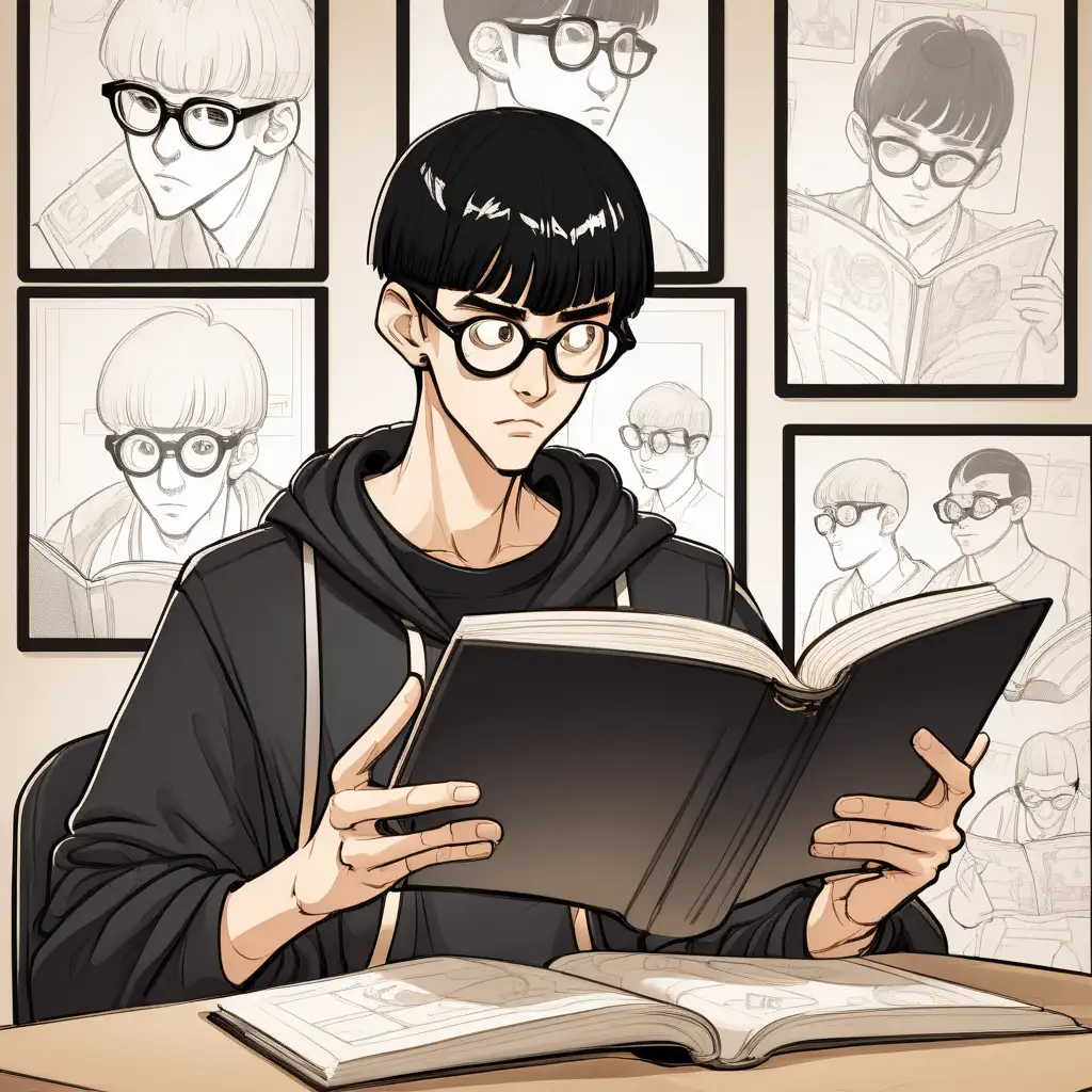 Male-Student-Reading-and-Sketching-in-Cartoon-Style