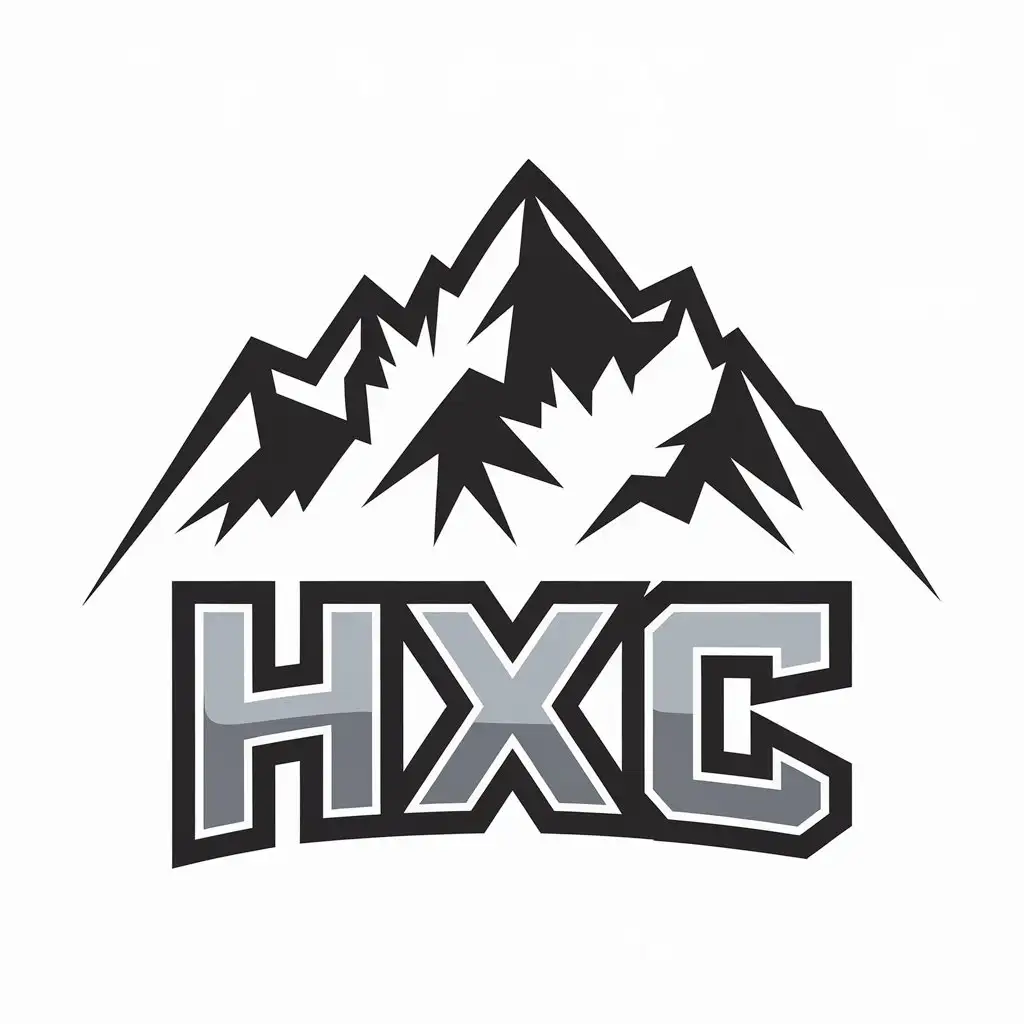 a vector logo design,with the text "HXC", main symbol:snow mountain,complex,be used in Entertainment industry,clear background