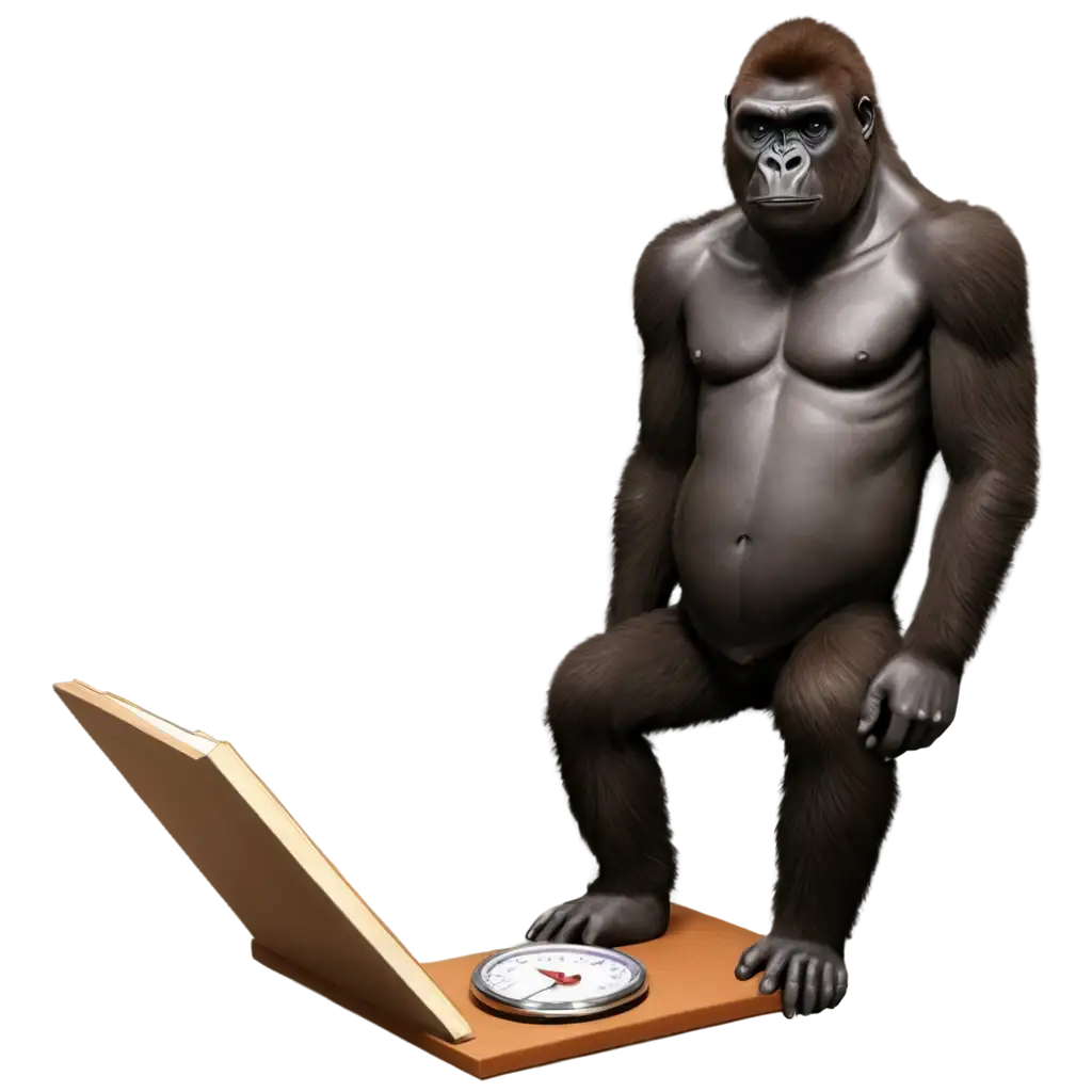 Gorilla-on-a-Scale-PNG-Image-HighQuality-Image-for-Creative-Use