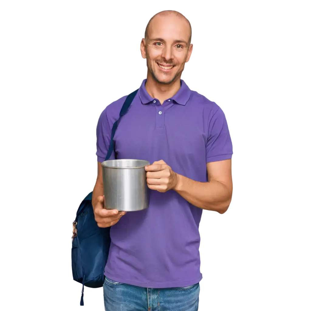 Smiling-Man-in-Purple-Polo-Shirt-with-Charity-Lanyard-PNG-Image-on-White-Background-High-Quality-and-Clarity