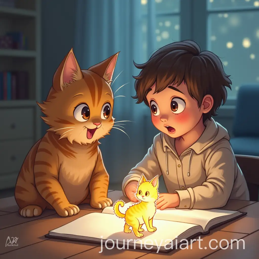 Child-Amazed-as-Drawn-Cat-Comes-to-Life-and-Steps-Off-the-Page