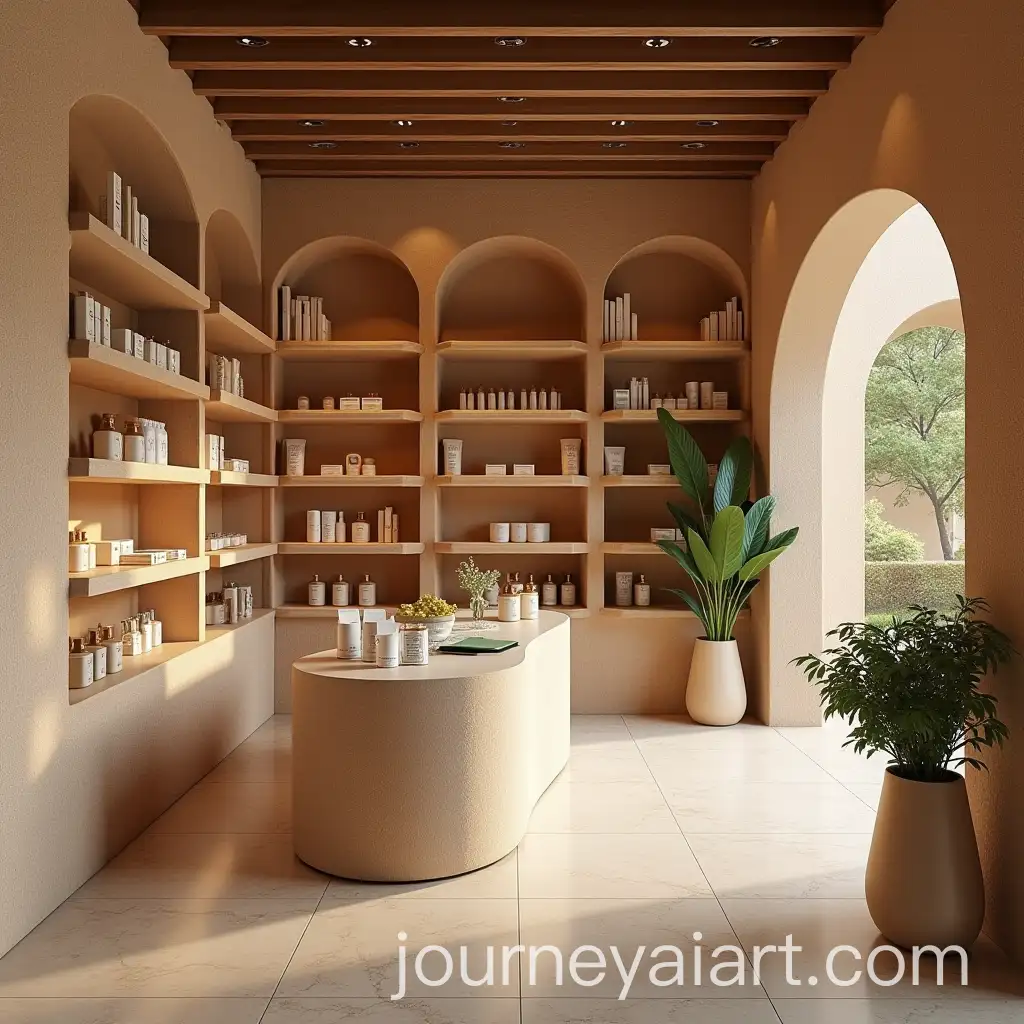 MediterraneanInspired-Cosmetics-Store-with-Earthy-Tones-and-Natural-Elegance