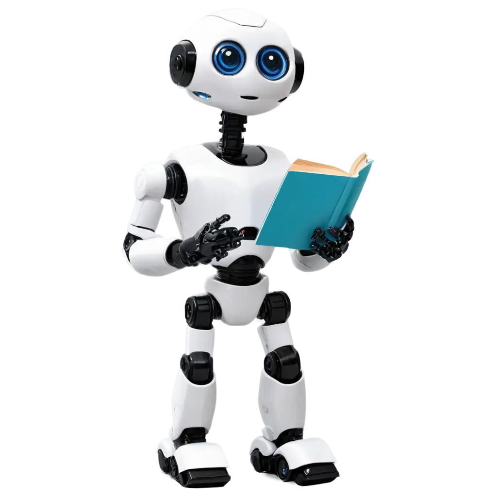 Realistic-Robot-Holding-a-Book-HighQuality-PNG-Image-for-Various-Uses