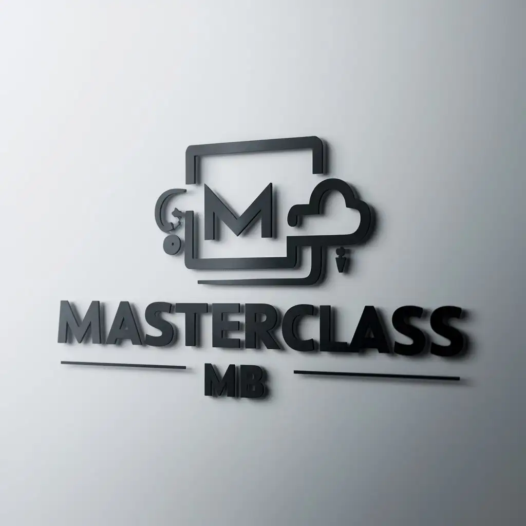 a logo design,with the text "Masterclass MB", main symbol:pc, tech, cloud,Moderate,be used in Technology industry,clear background