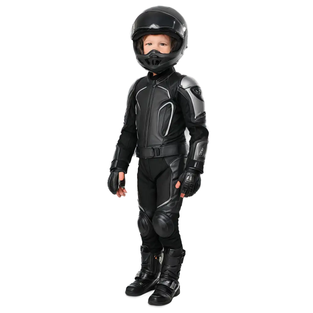 child 6 years in motorcycle gear