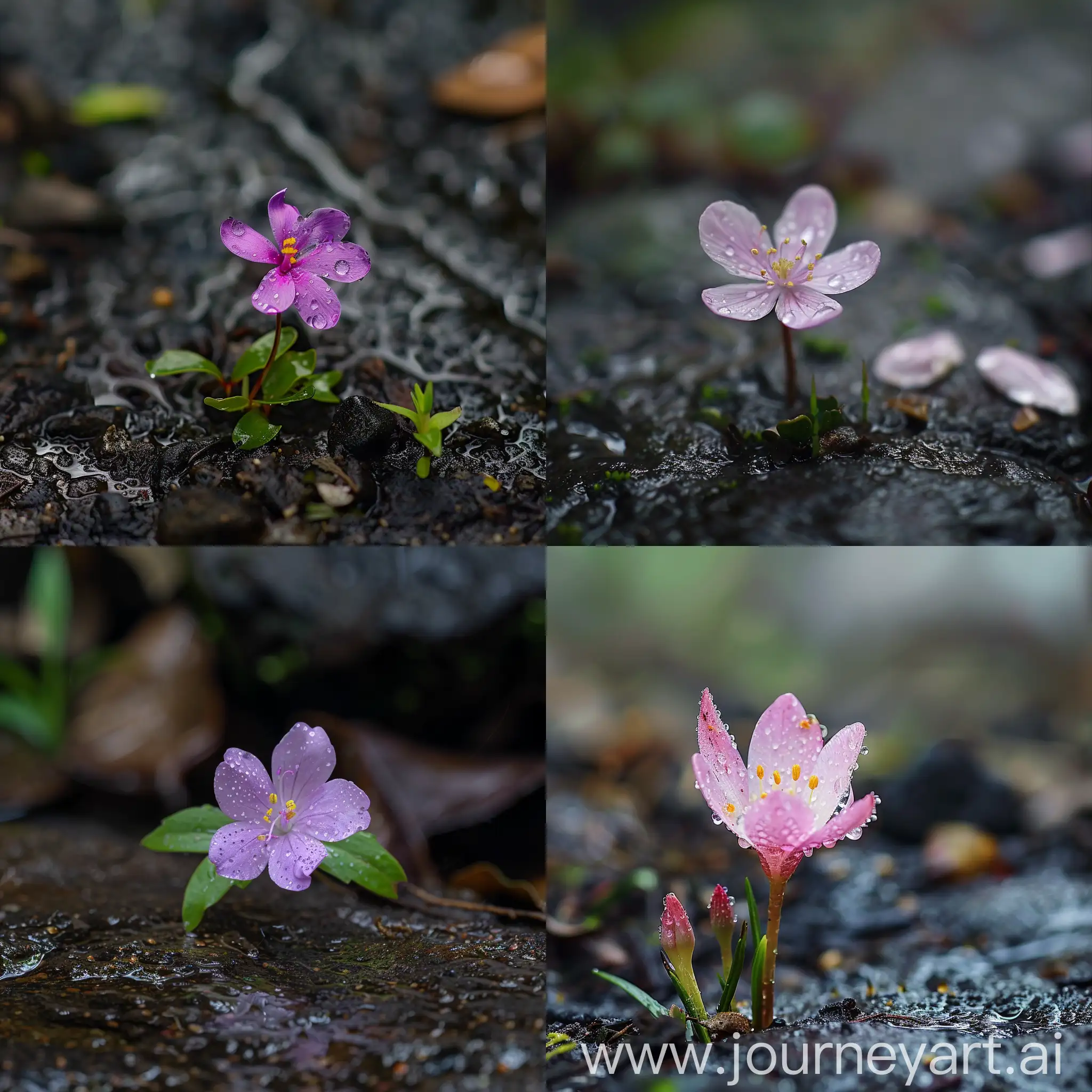 CloseUp-of-Blooming-BungaBunga-Flower-in-Rain