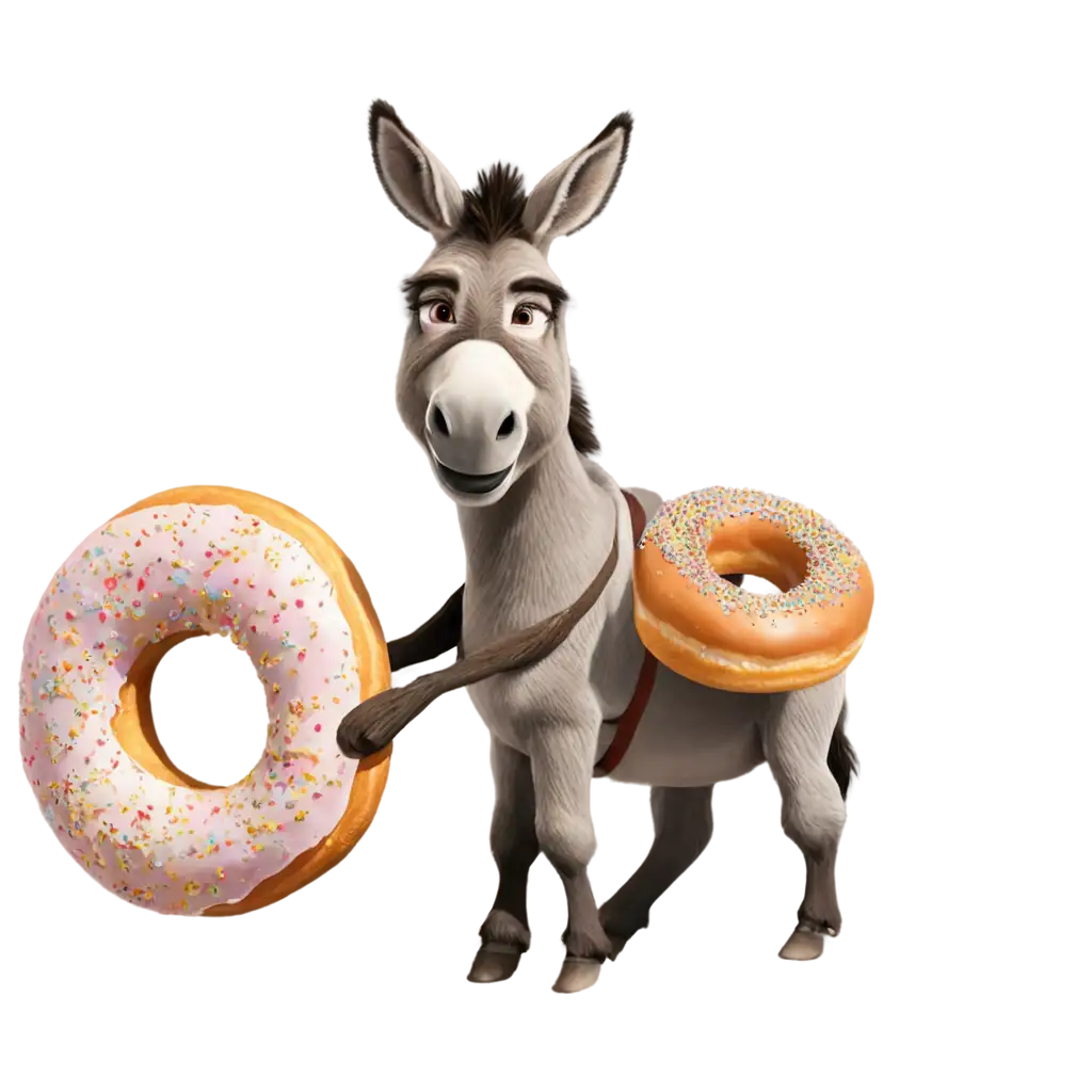 Donkey-Carrying-Donuts-PNG-HighQuality-Image-for-Versatile-Use