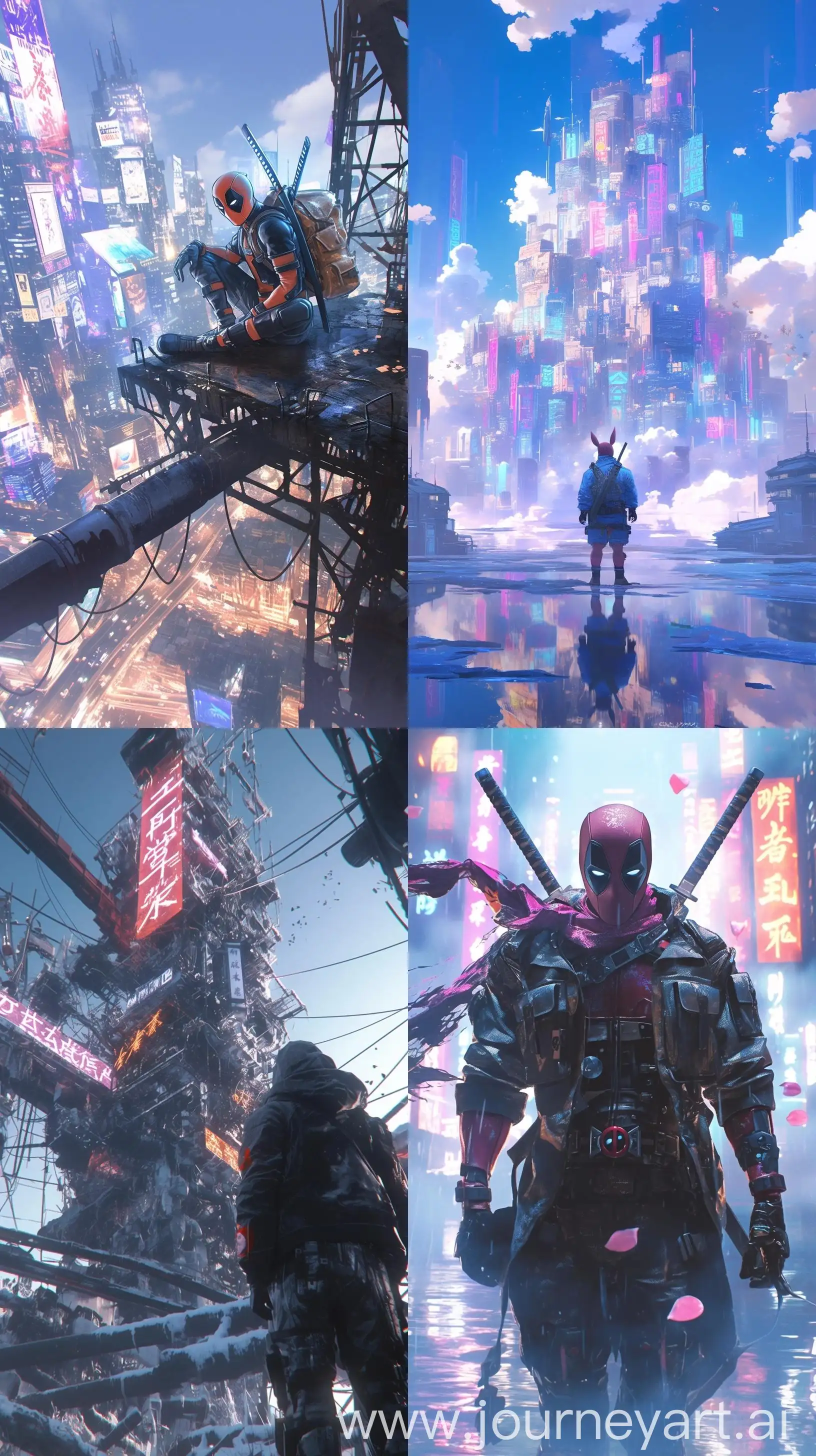 Cyberpunk-Deadpool-in-Neon-Sfumato-Atmosphere-with-Glowing-Runes