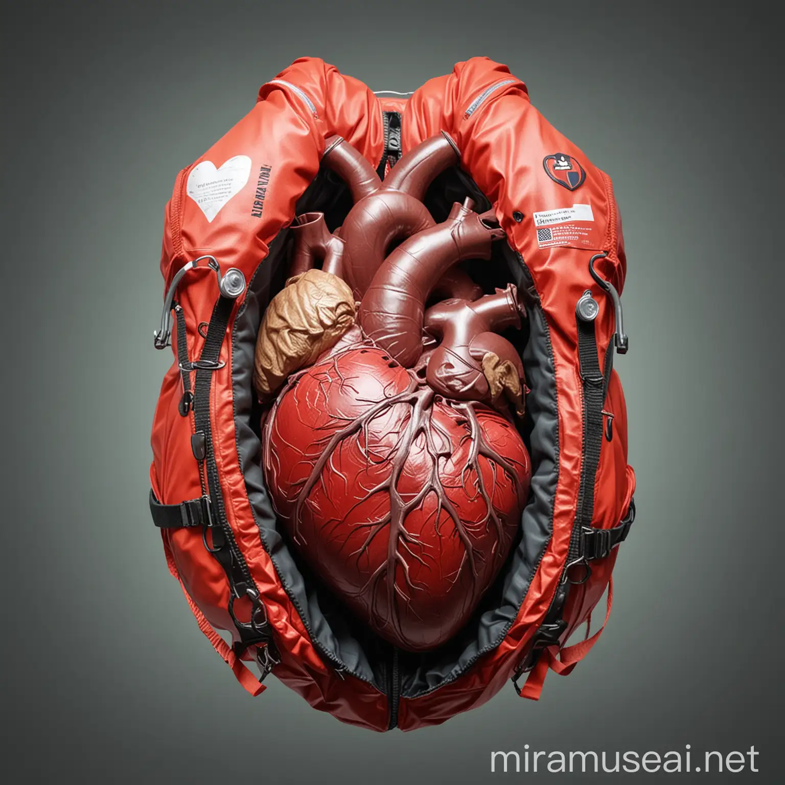 Human Heart Wearing Life Jacket with Arms Extended