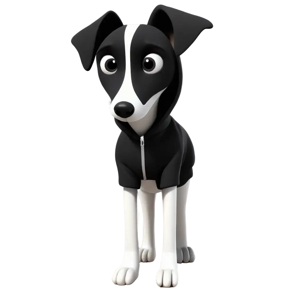 PNG-Image-Animation-of-a-Black-and-White-Dog-in-a-Hoodie-with-a-Black-Spot