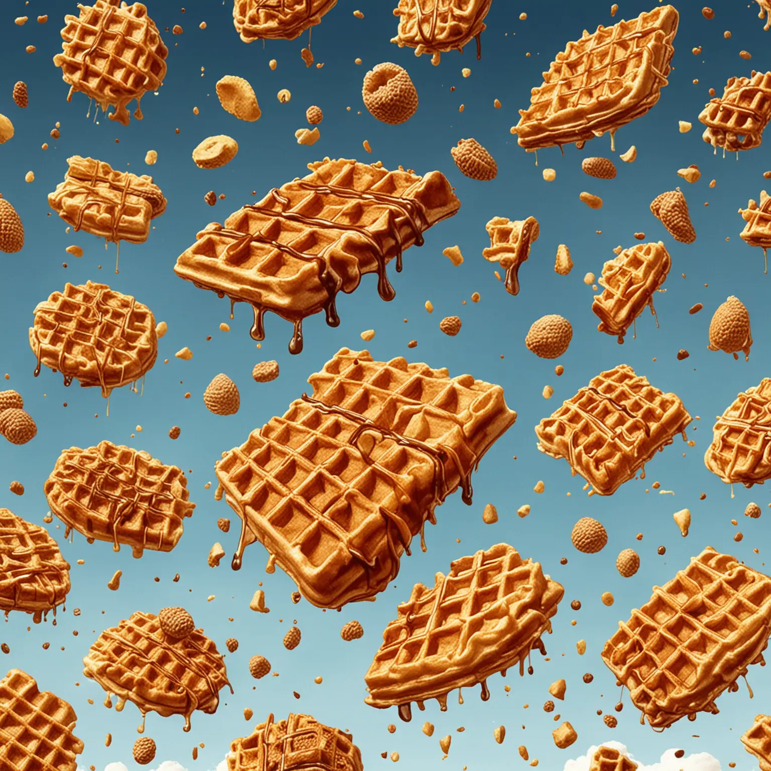 Cartoon-Scene-of-Waffles-Falling-from-the-Sky