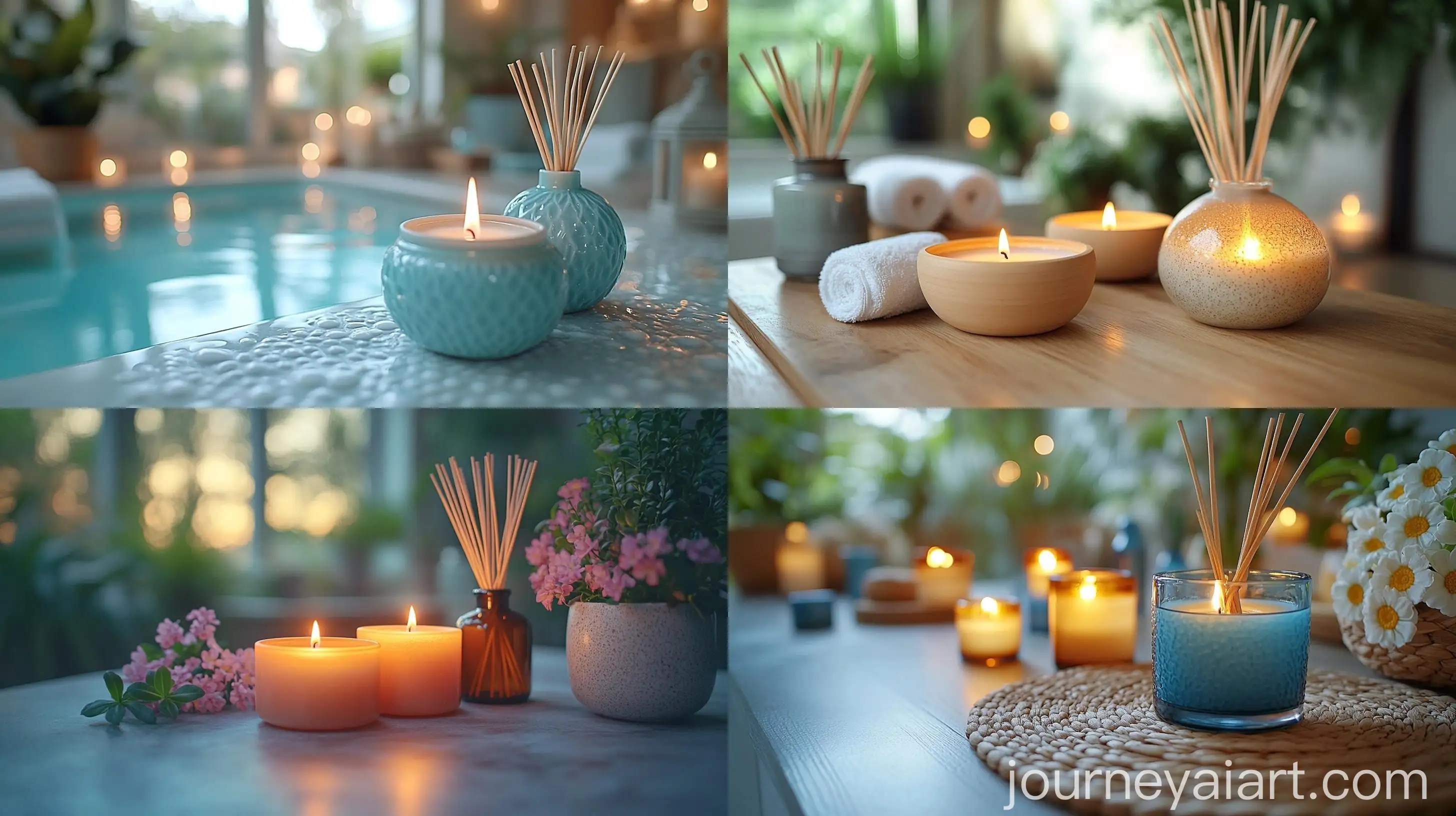 Luxurious-Spa-Set-with-Burning-Candles-and-Aromatic-Reed-Diffuser