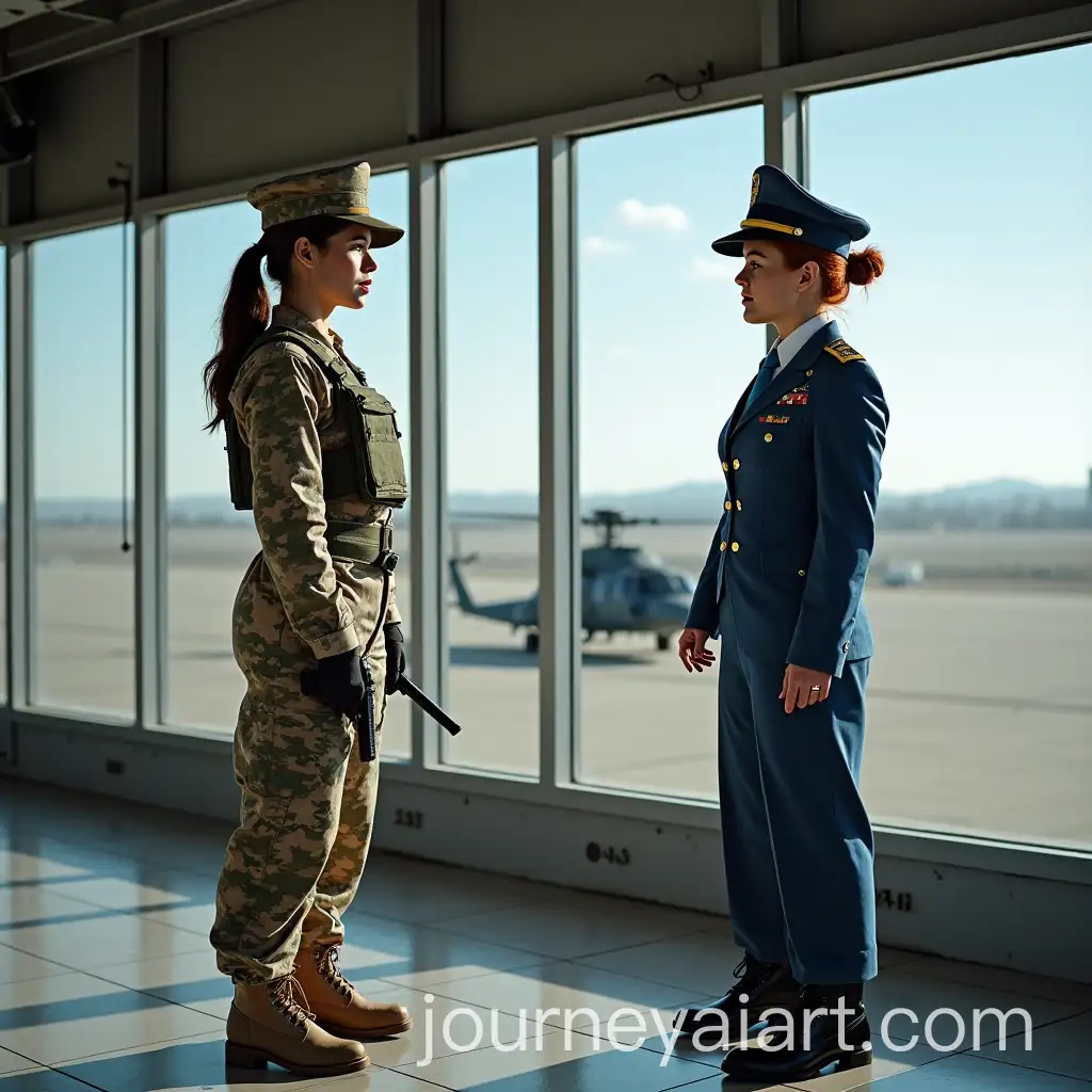Three-Russian-Military-Women-in-Uniform-at-a-Flight-Directors-Tower-with-Apache-Helicopter-in-the-Background