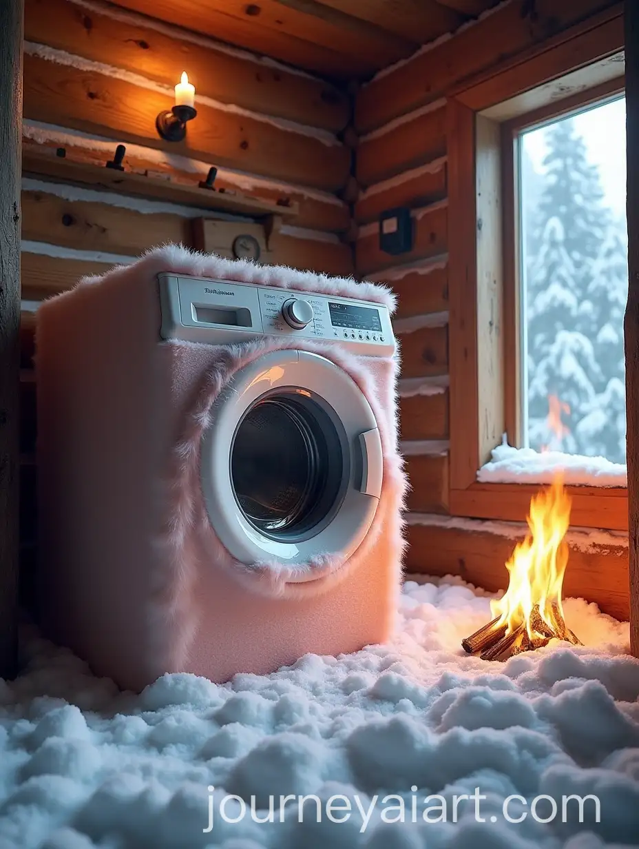 Luxurious-Fur-Washing-Machine-in-SnowCovered-Mountain-Cabin