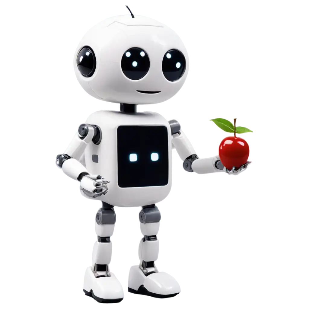 Anthropomorphic-Robot-Holding-Cherry-PNG-Image-Creative-Art-Concept