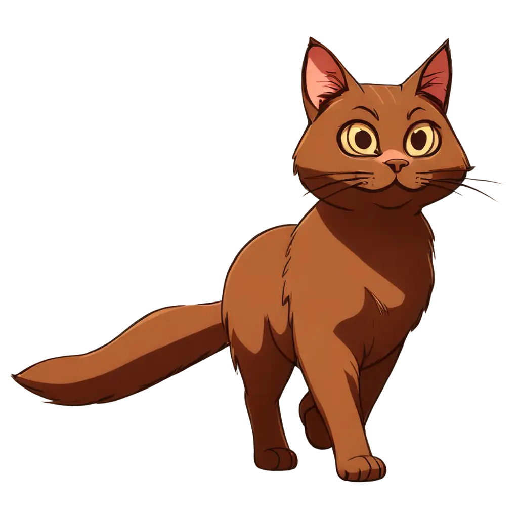 Adorable-Brown-Cat-Walking-PNG-Image-for-Creative-Use