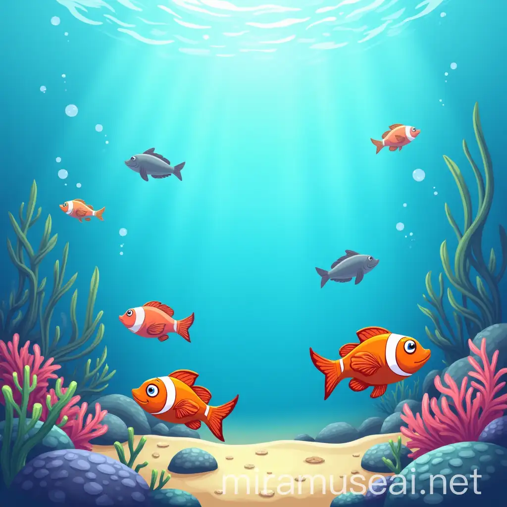 Underwater Scene with Colorful Fish for Kids