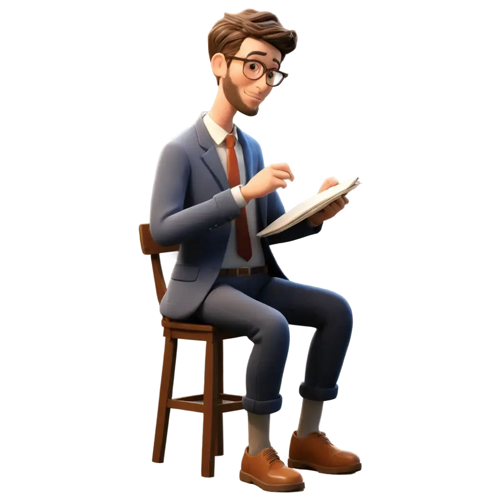 Cartoon-Man-Writing-Notes-PNG-HighQuality-Image-for-Various-Uses