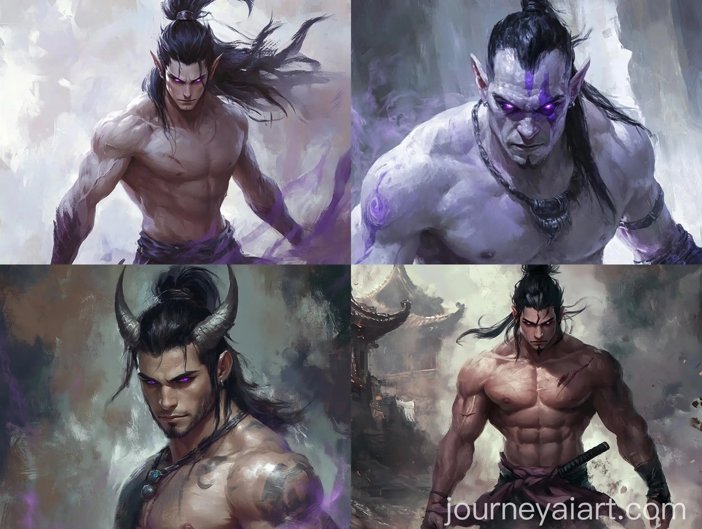 Serious-Pale-Demon-with-Horn-in-Destroyed-Setting