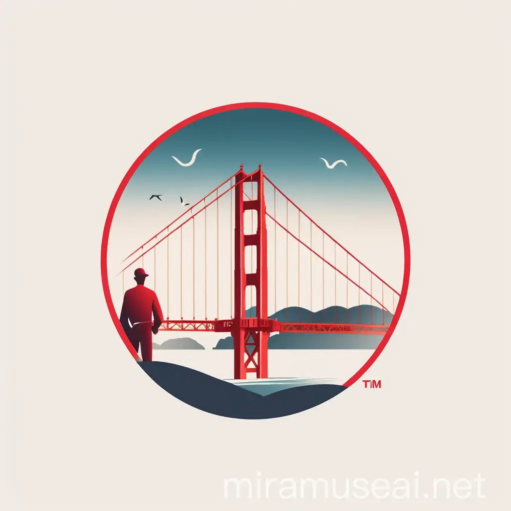 Minimalist Logo Design Man under Golden Gate Bridge