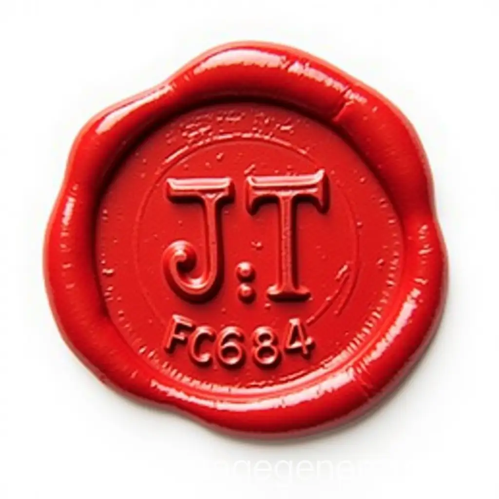 Red-Wax-Seal-with-Initials-J-T-and-FC684-on-White-Background