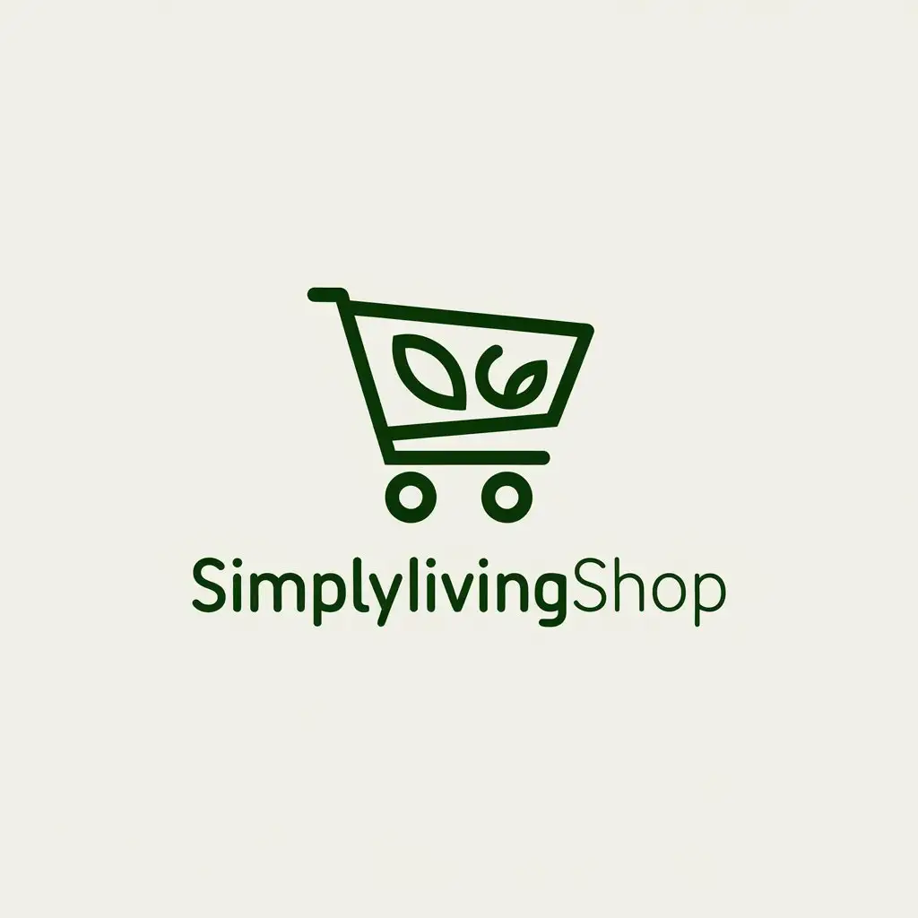 LOGO Design for SimplyLivingShop Minimalistic Natural Shopping Cart Symbol for Retail