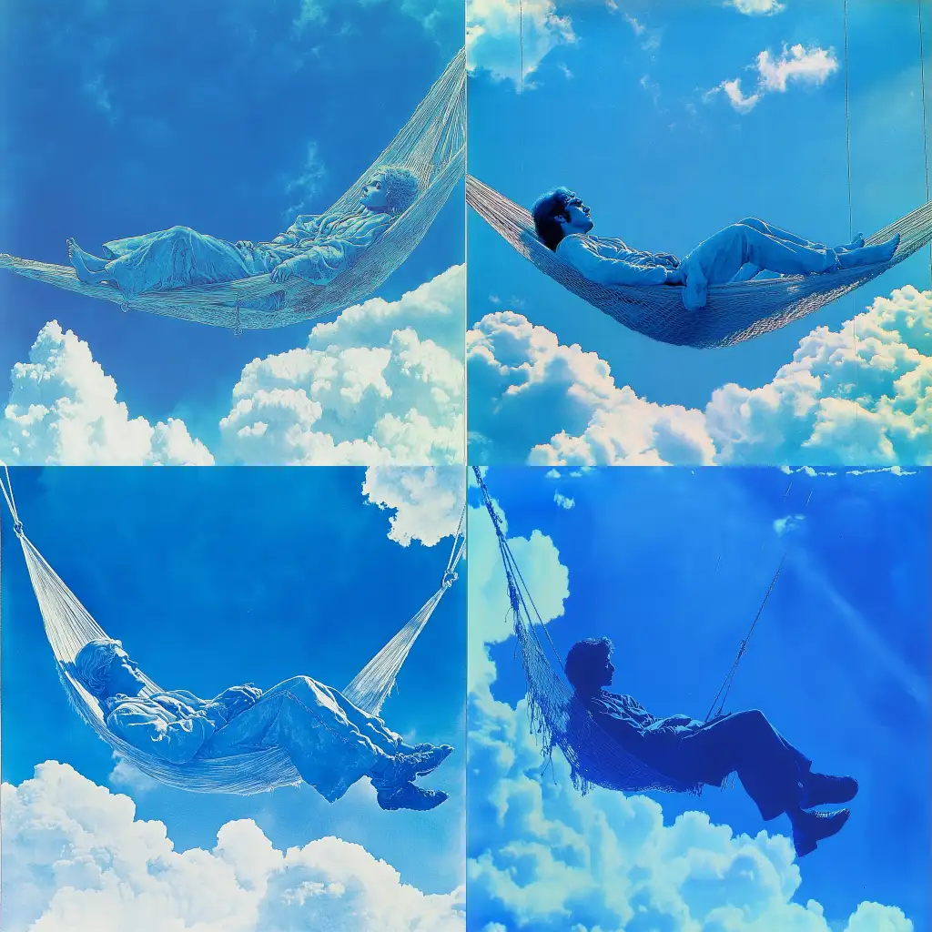 1970s-Dark-Fantasy-Dungeons-and-Dragons-Style-Blue-Human-Figure-Relaxing-in-a-Cloud-Hammock