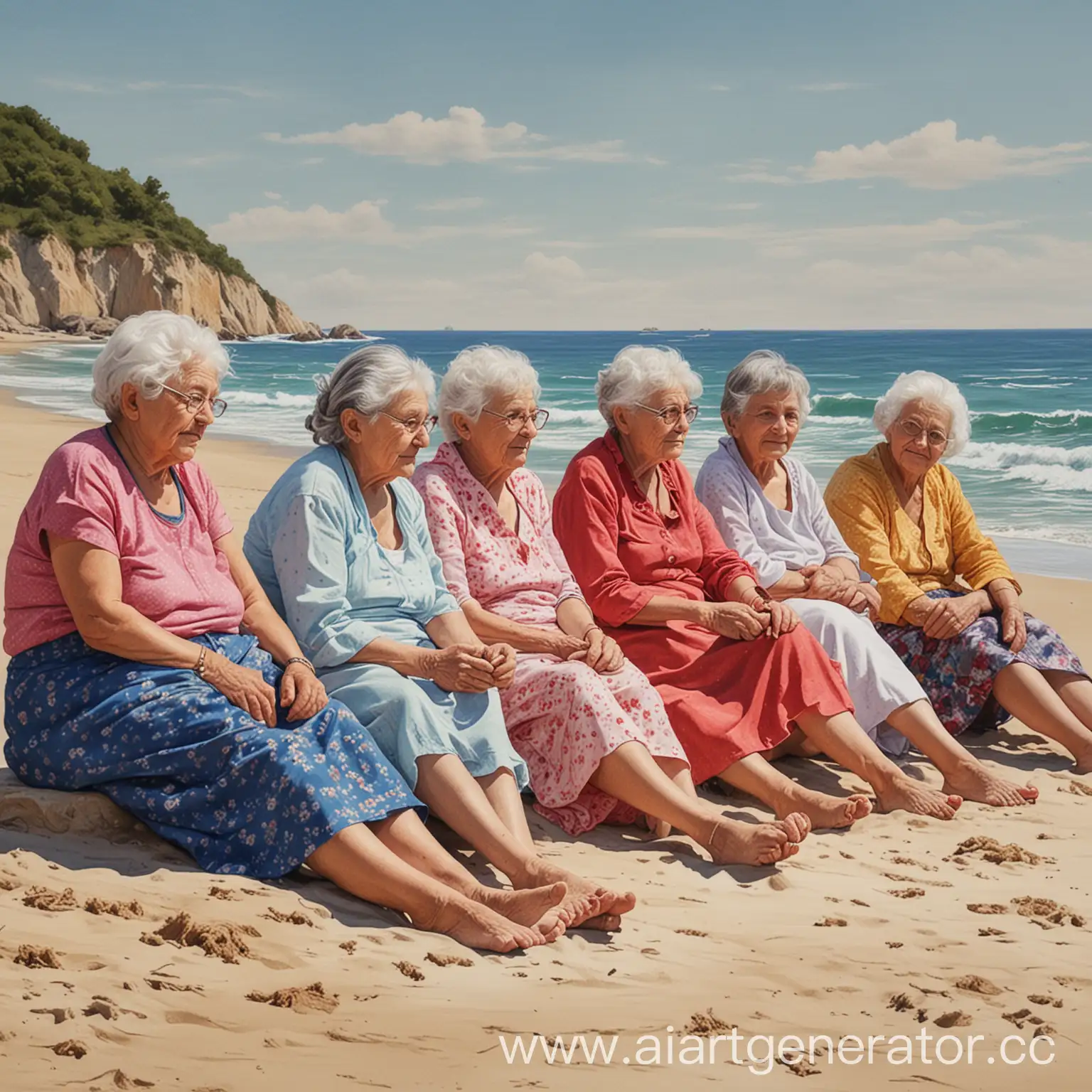 Eight-Grandmothers-Relaxing-by-the-Beach