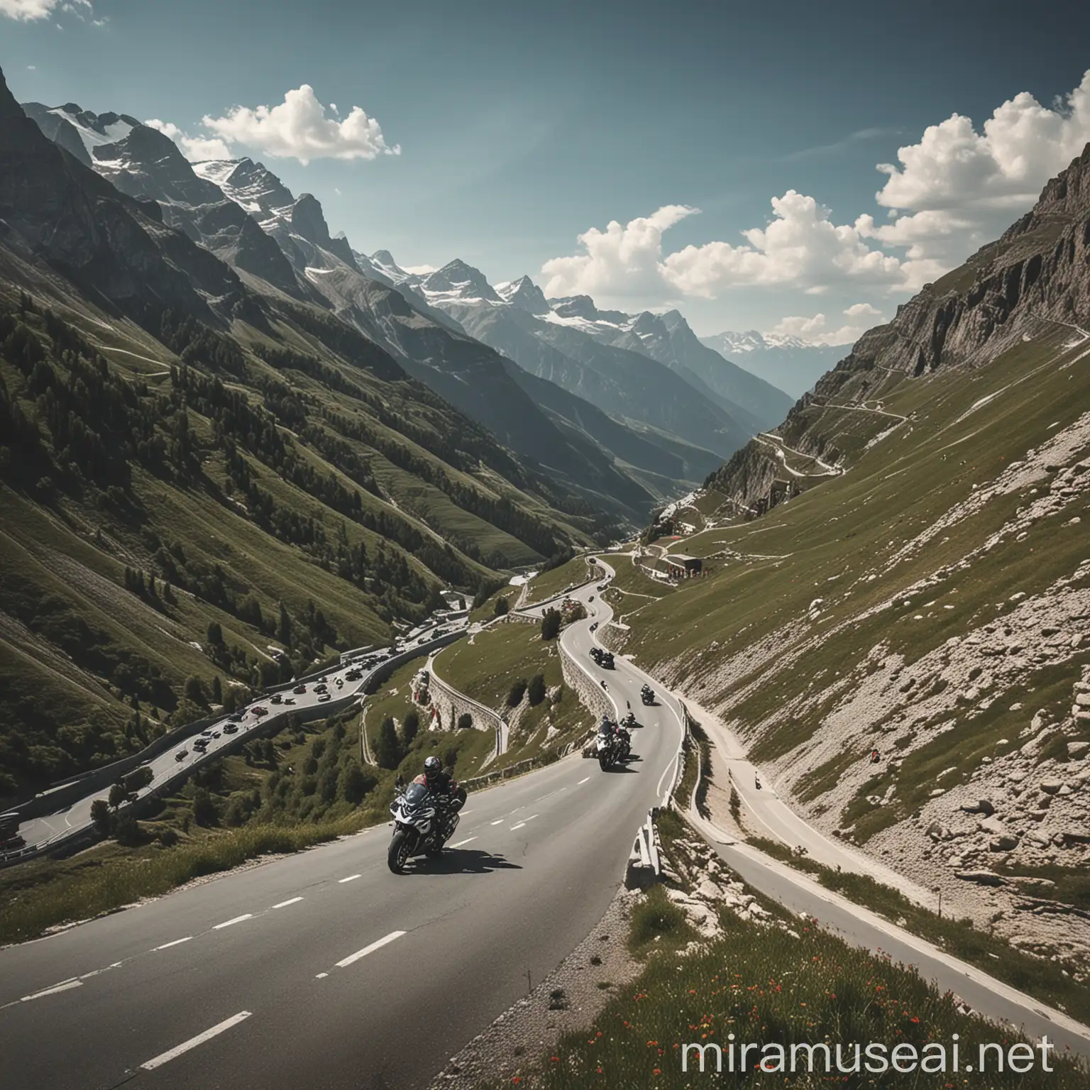 Motorcycle Adventure on Stelvio Pass Road