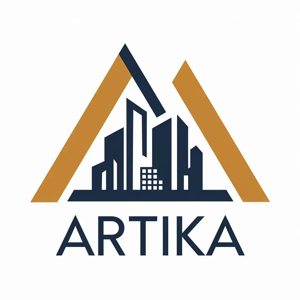 a vector logo design,with the text "ARTIKA", main symbol:Construction and real estate of buildings,complex,be used in Construction industry,clear background