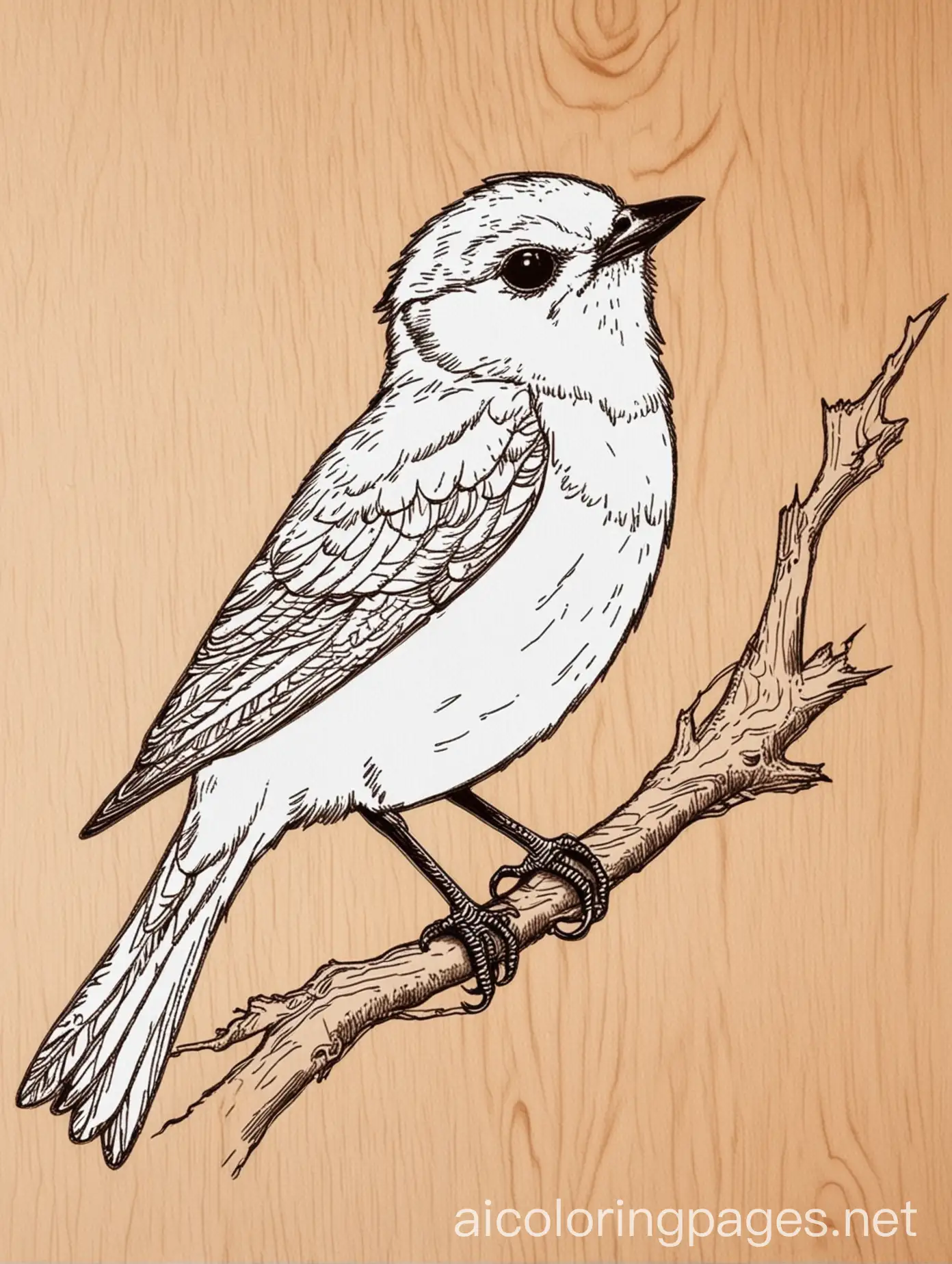 Bird-Coloring-Page-on-Wood-Background