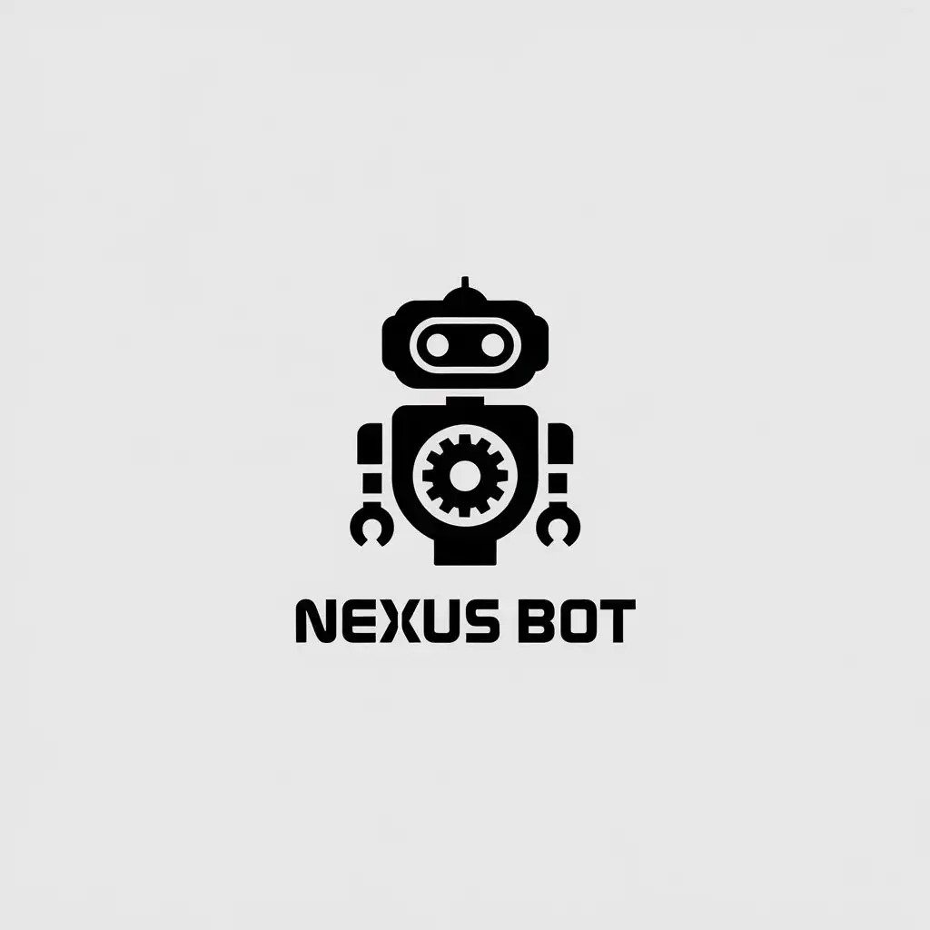 LOGO Design for Nexus Bot Minimalistic Vector Logo with Bot Symbol on Clear Background