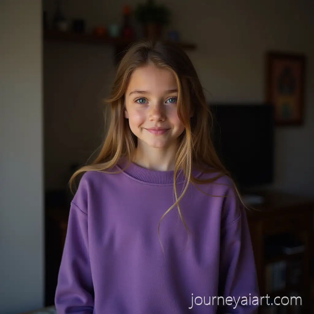 Portrait-of-a-Girl-in-Purple-Sweatshirt-atGirl-in-Purple-Sweatshirt-Home-in-Daylight