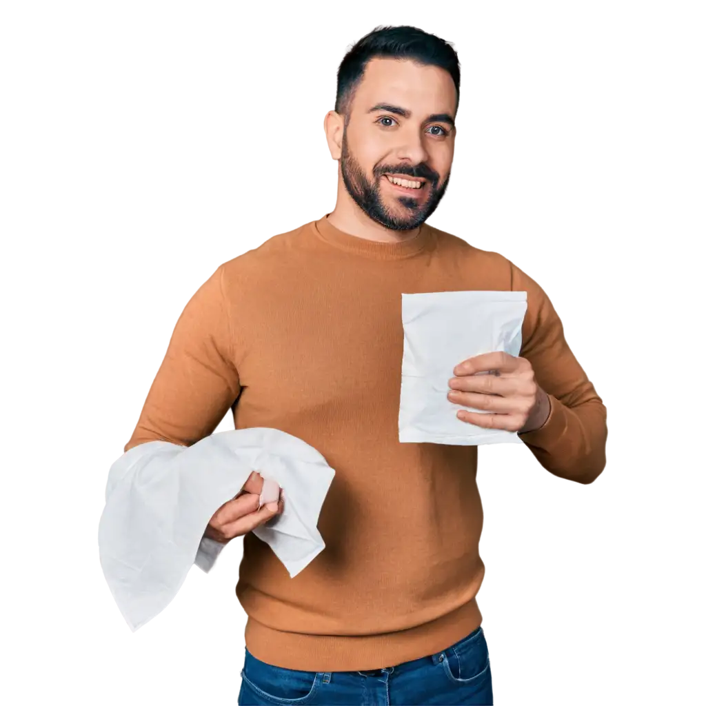 HighQuality-PNG-Image-of-a-Man-Holding-Wipes-for-Versatile-Usage